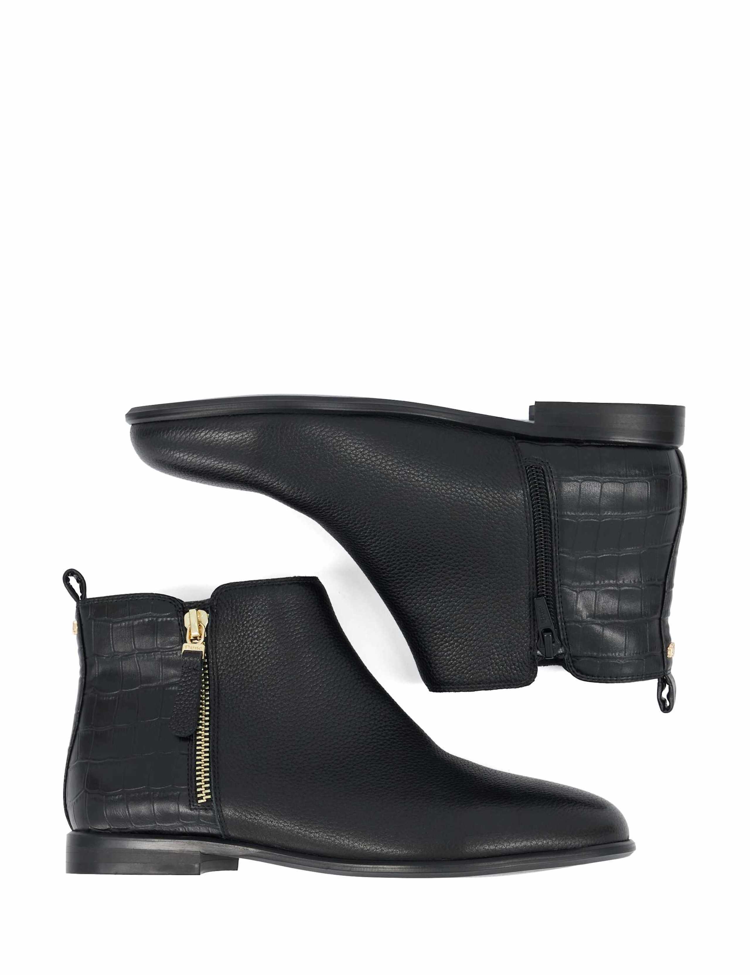 Leather Flat Round Toe Ankle Boots 4 of 5