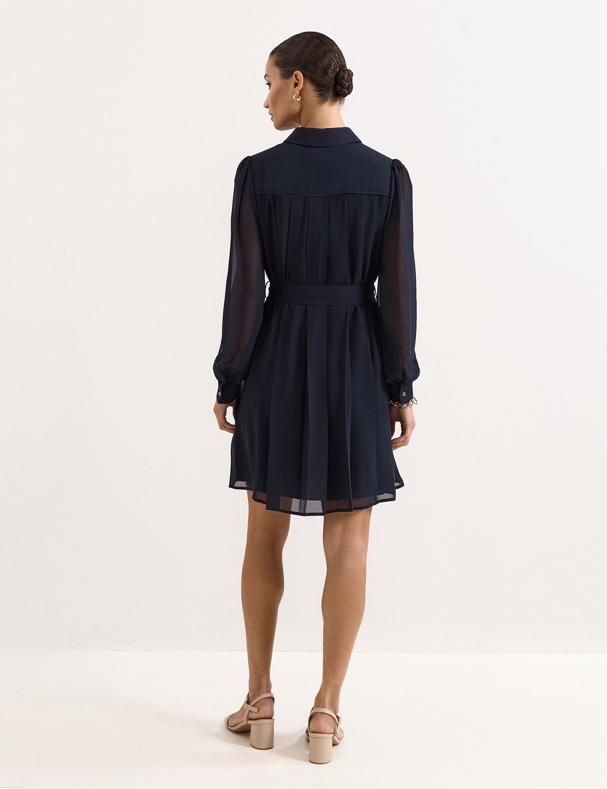 Zip Up Tie Belt Mini Shirt Dress 3 of 6