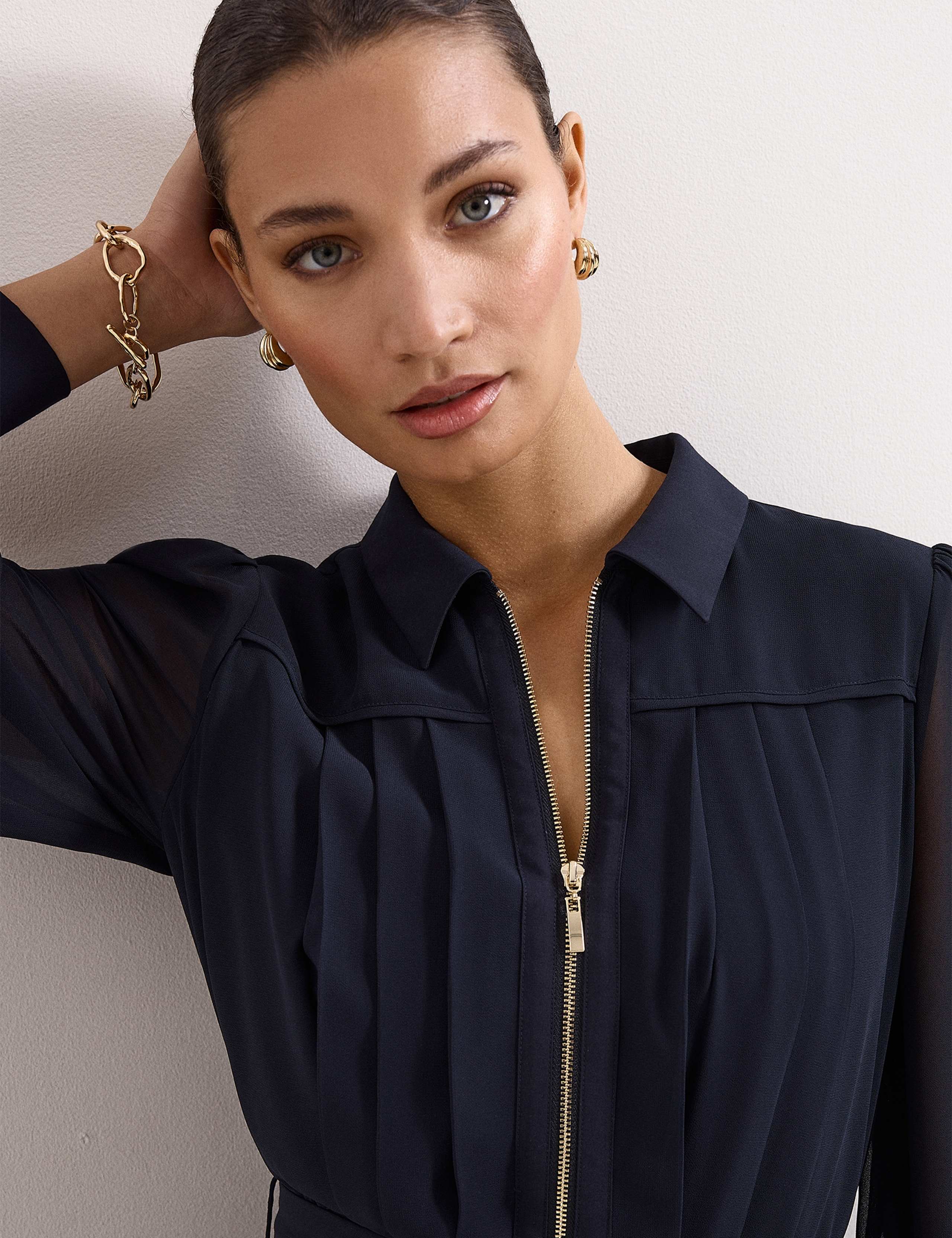 Zip Up Tie Belt Mini Shirt Dress 5 of 6