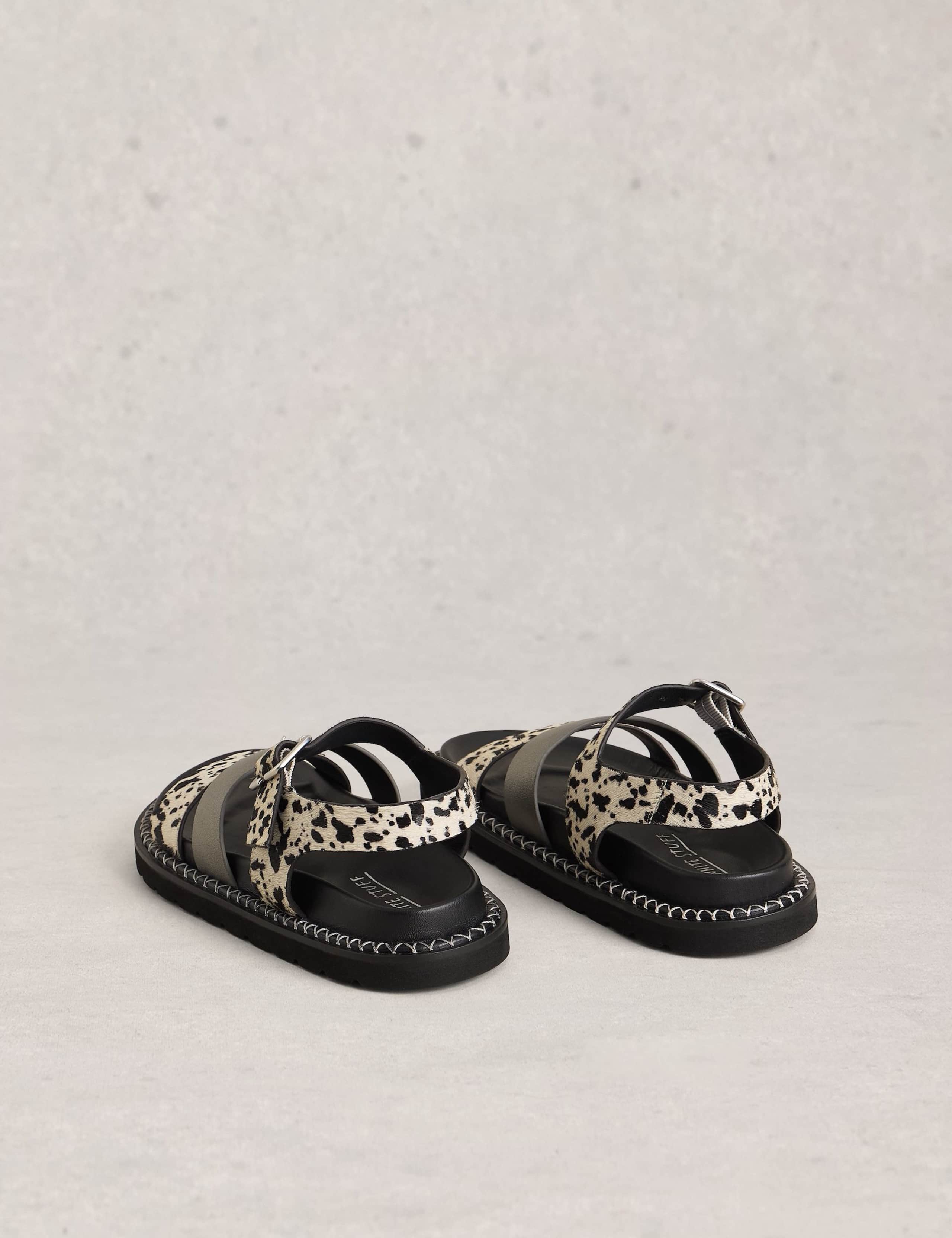 Leather Hair On Animal Print Footbed Sandals 3 of 4