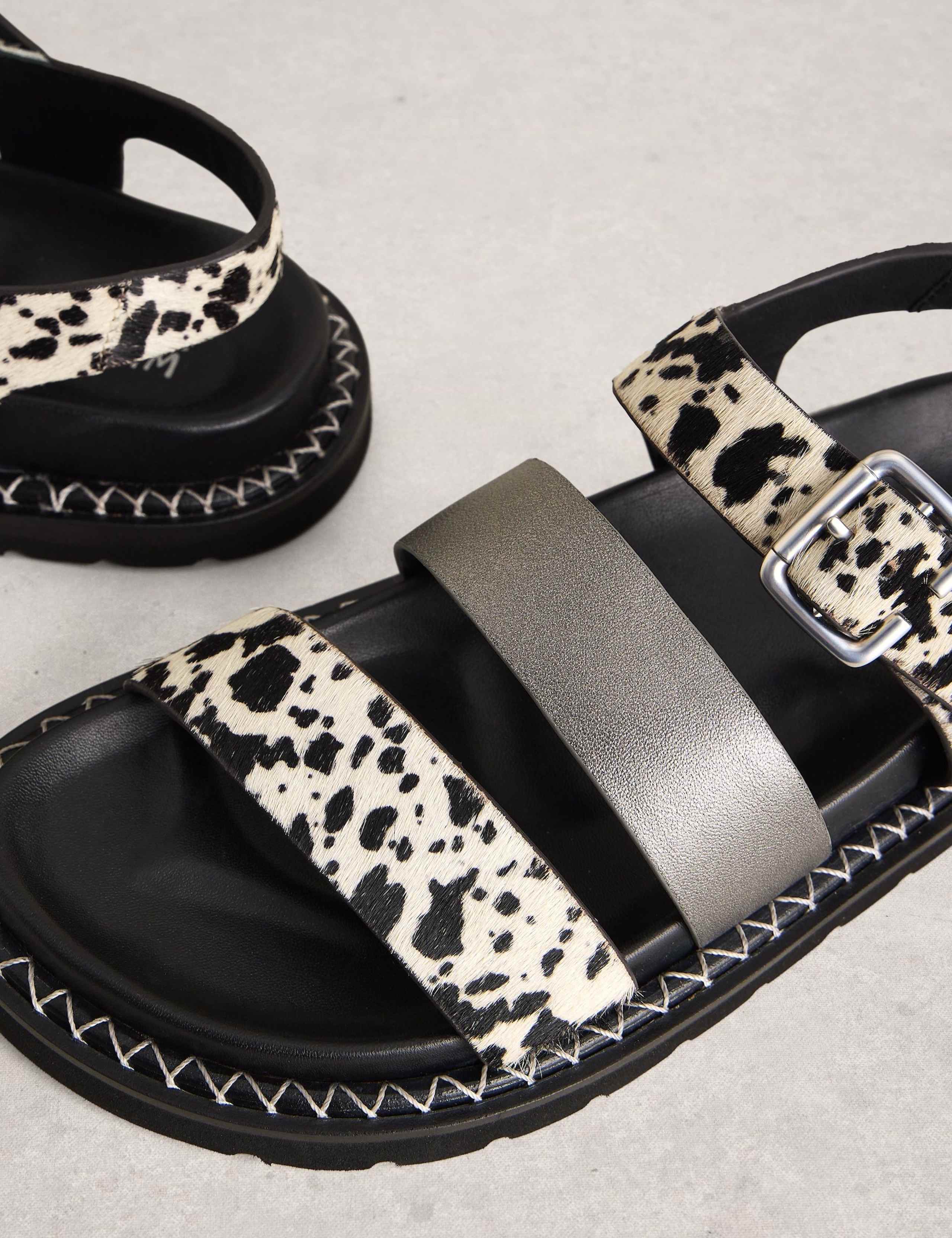 Leather Hair On Animal Print Footbed Sandals 4 of 4