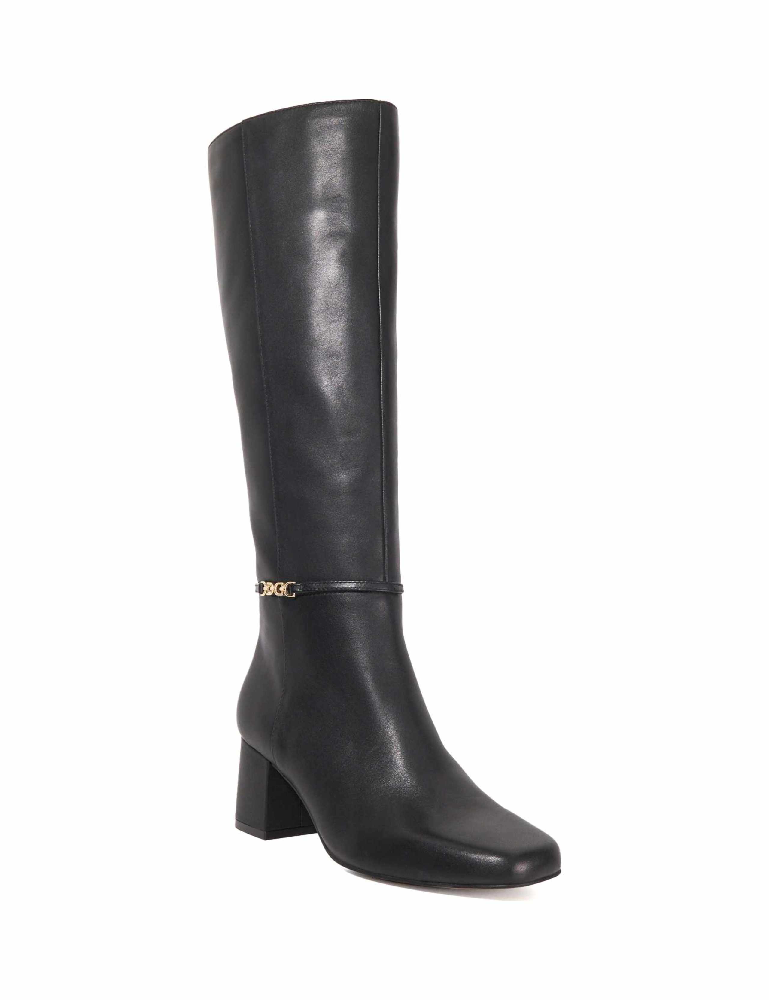 Square Toe Leather Knee High Boots 4 of 6
