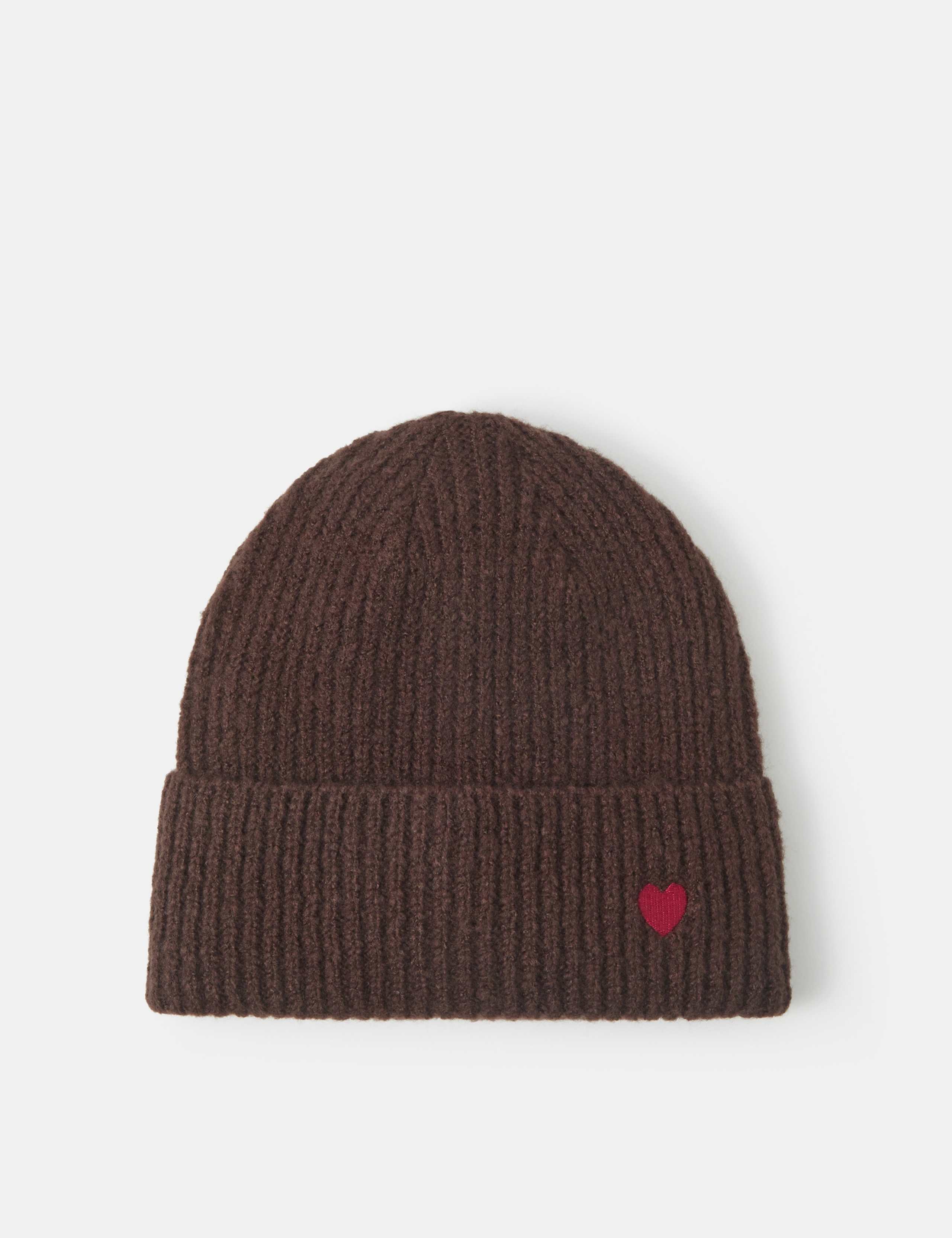 Heart Embroidered Knitted Beanie Hat 2 of 4