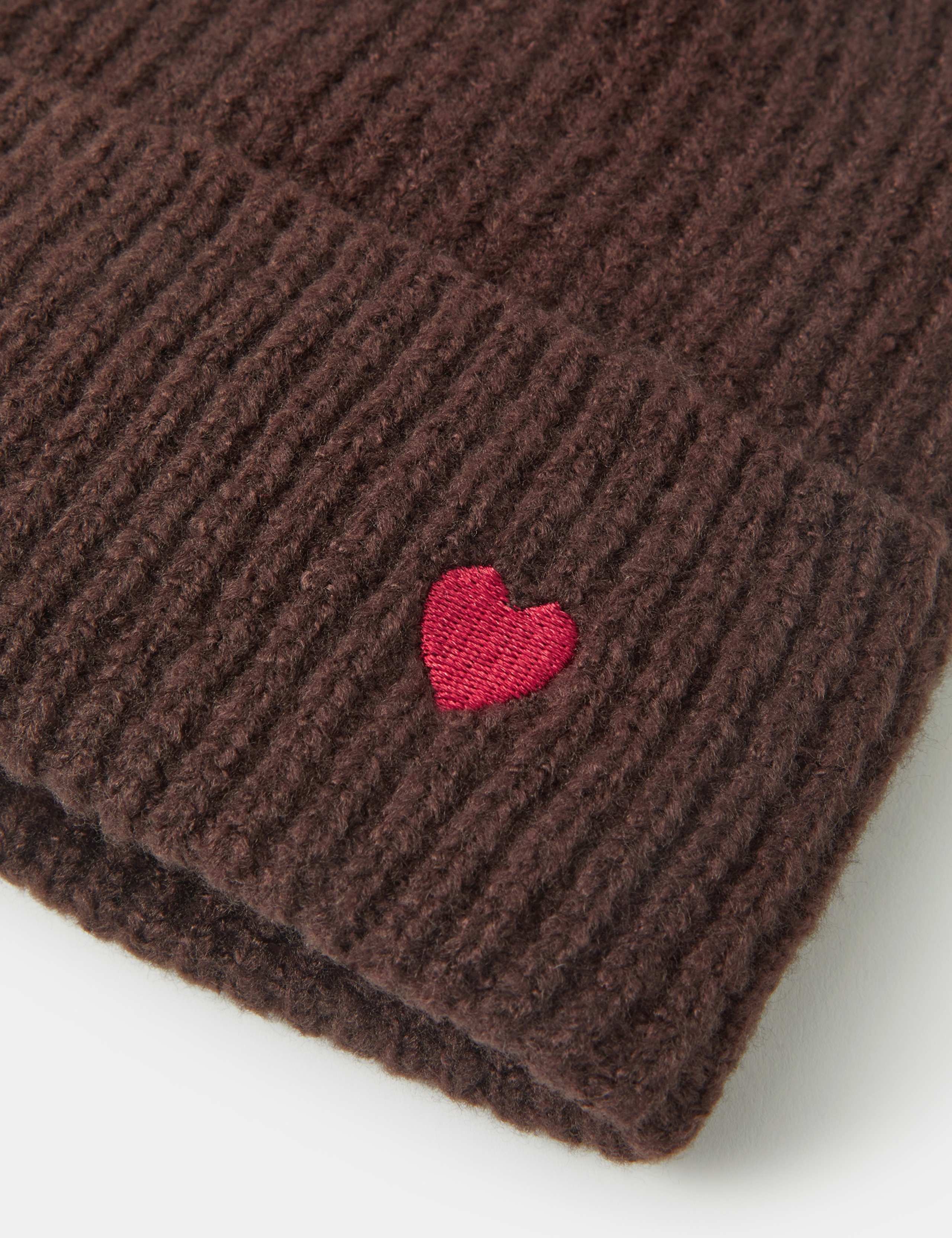 Heart Embroidered Knitted Beanie Hat 4 of 4