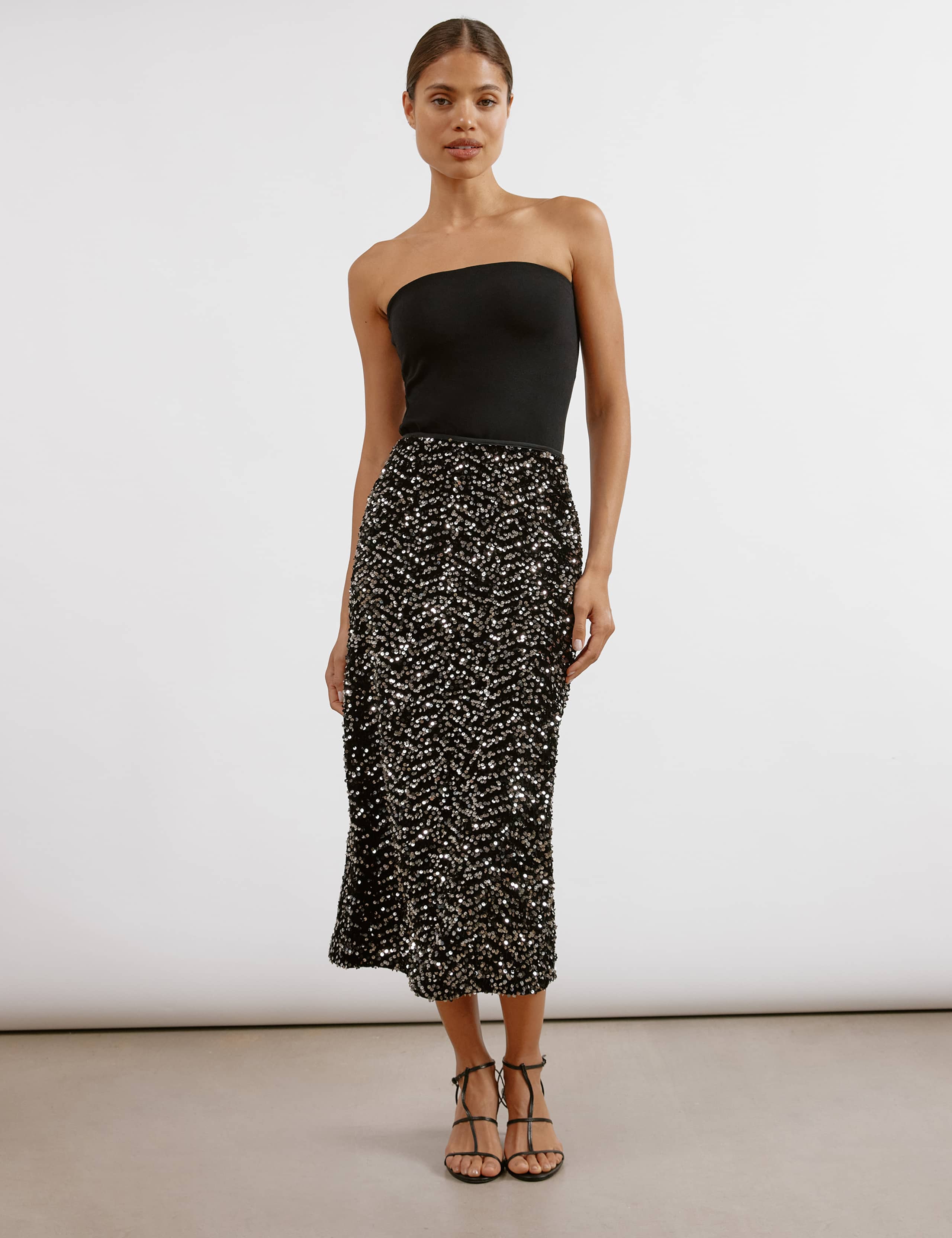 Velvet Sequin Maxi Pencil Skirt Albaray M&S