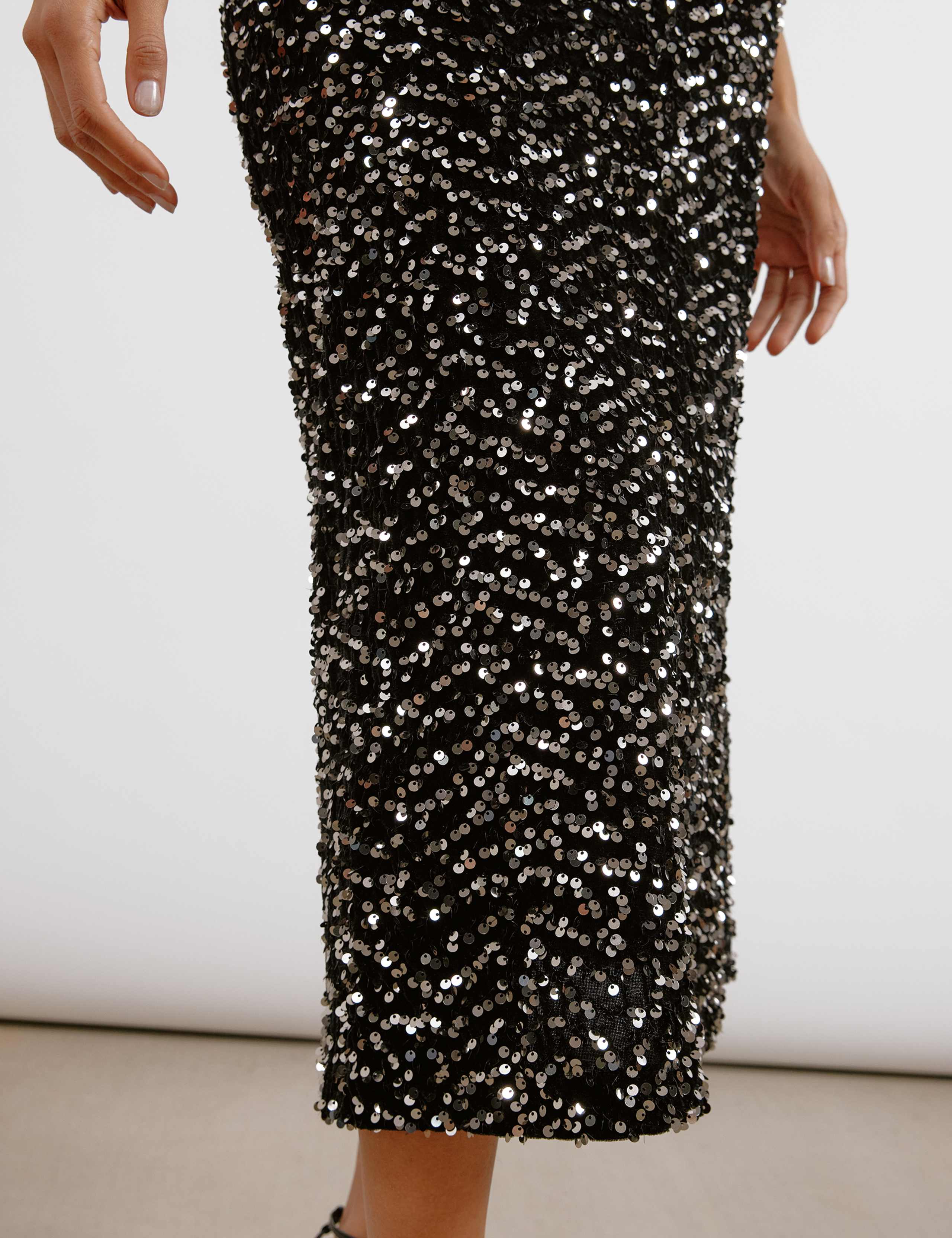 Velvet Sequin Maxi Pencil Skirt Albaray M&S
