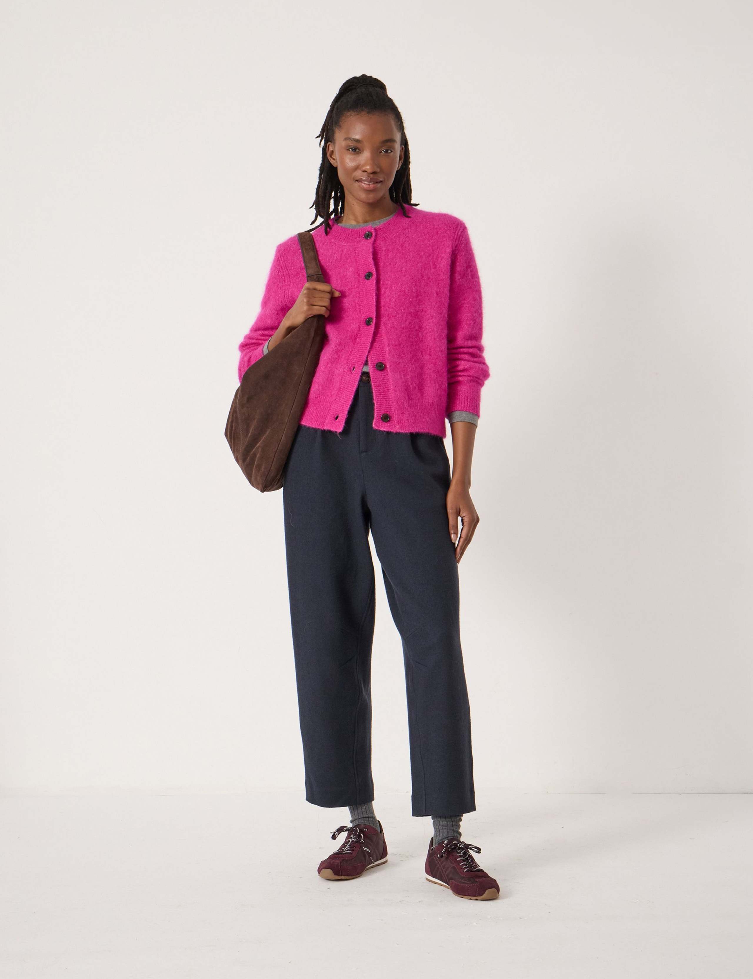 Alpaca Blend Crew Neck Cardigan 3 of 5