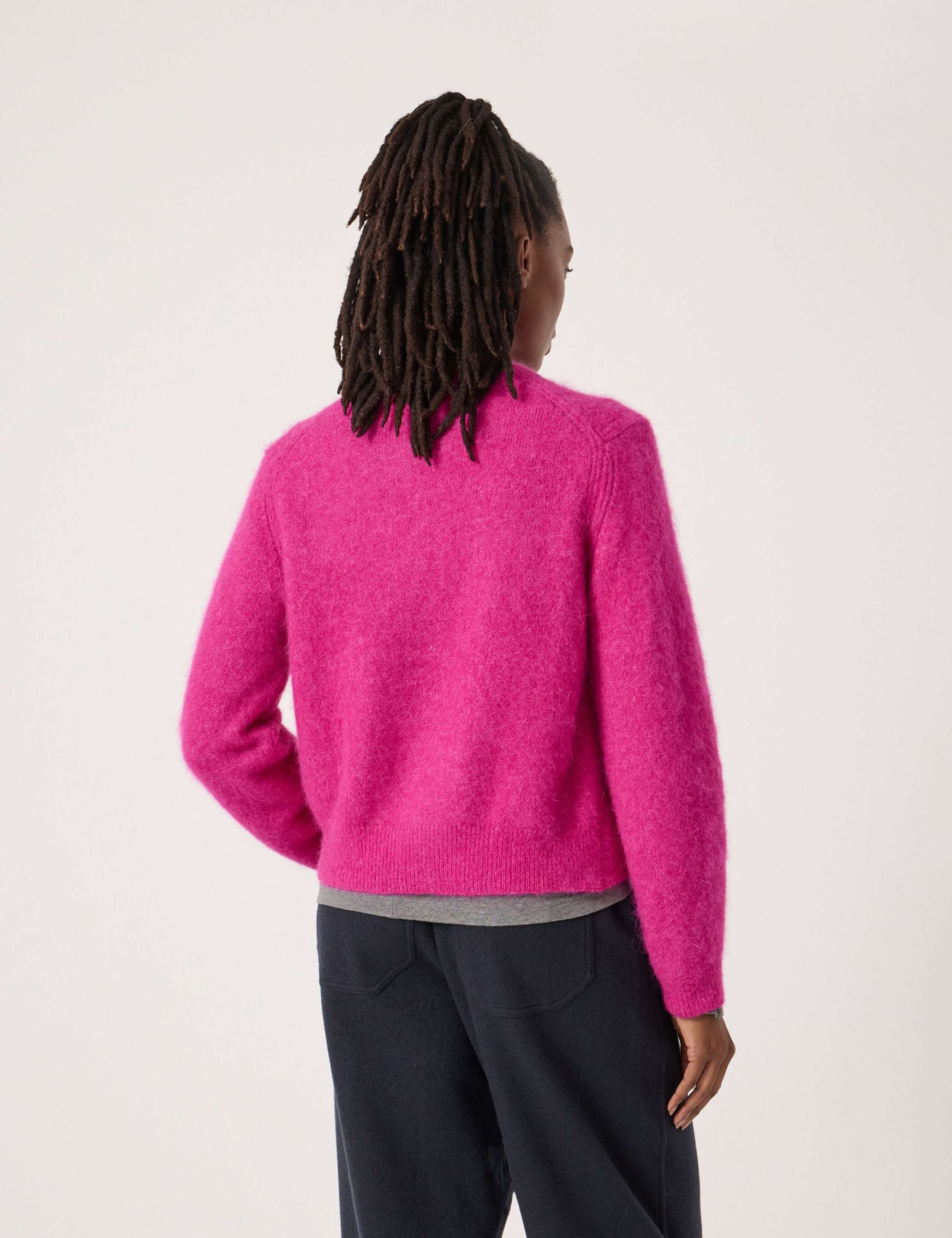 Alpaca Blend Crew Neck Cardigan 4 of 5