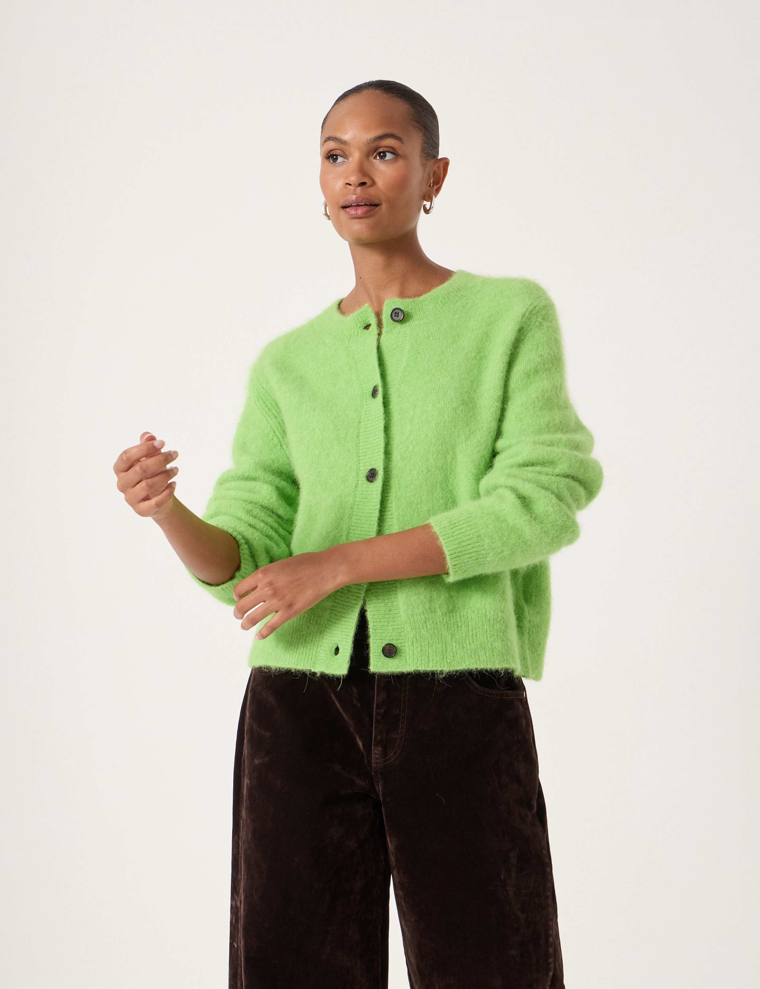 Alpaca Blend Crew Neck Cardigan 5 of 6