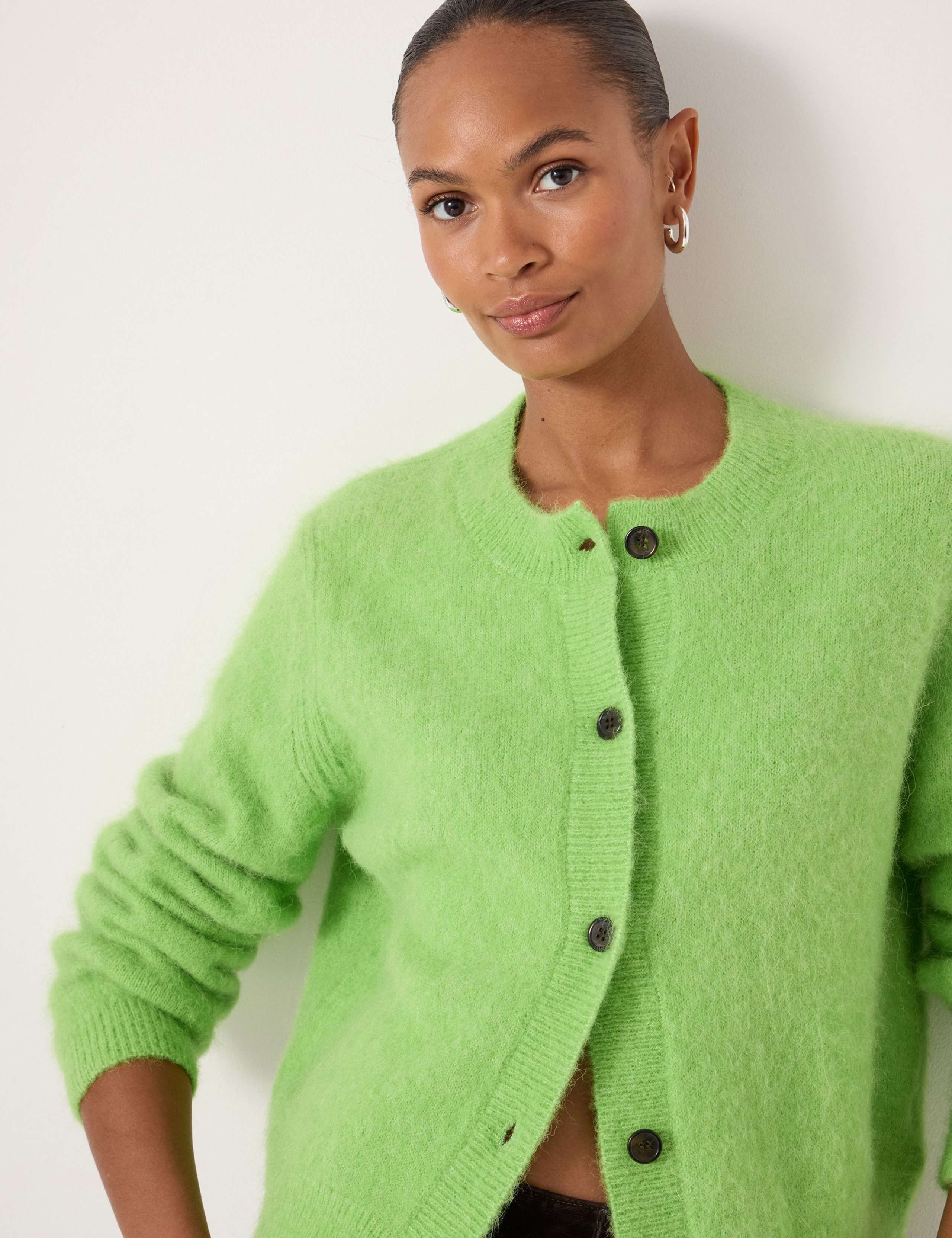 Alpaca Blend Crew Neck Cardigan 6 of 6
