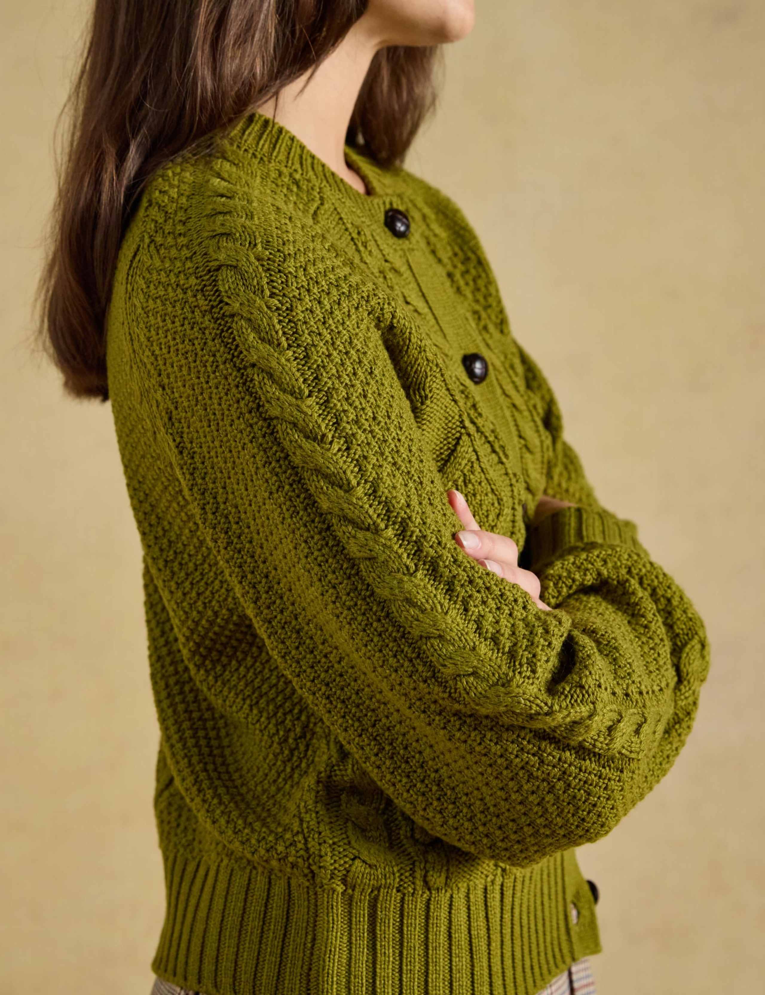 Cable Knit Crew Neck Cardigan 2 of 8