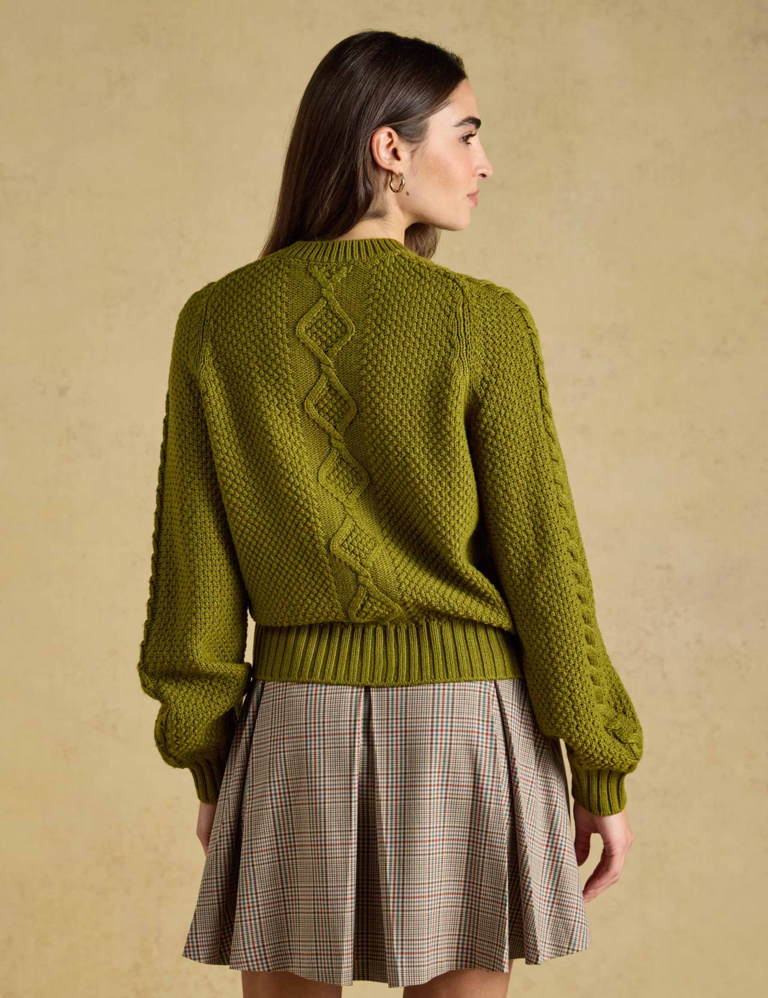 Cable Knit Crew Neck Cardigan 3 of 8