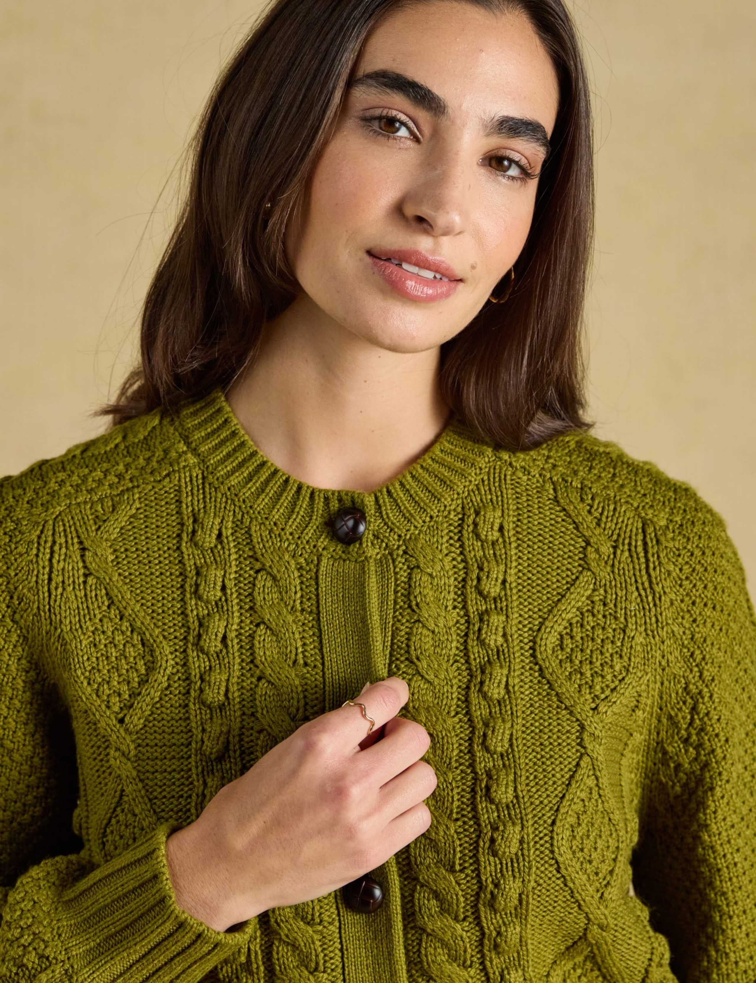 Cable Knit Crew Neck Cardigan 6 of 8