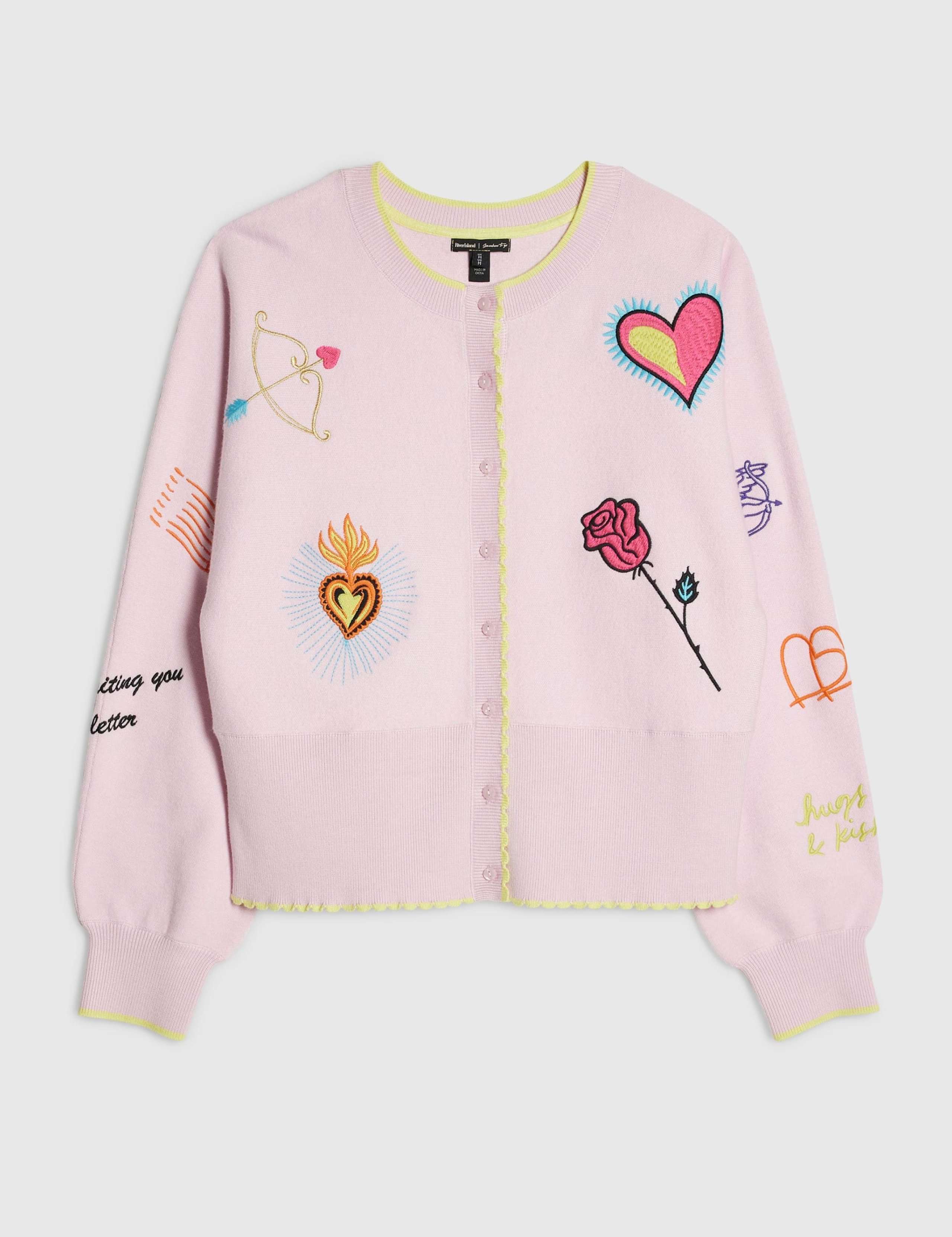 Embroidered Crew Neck Button Front Cardigan 4 of 5