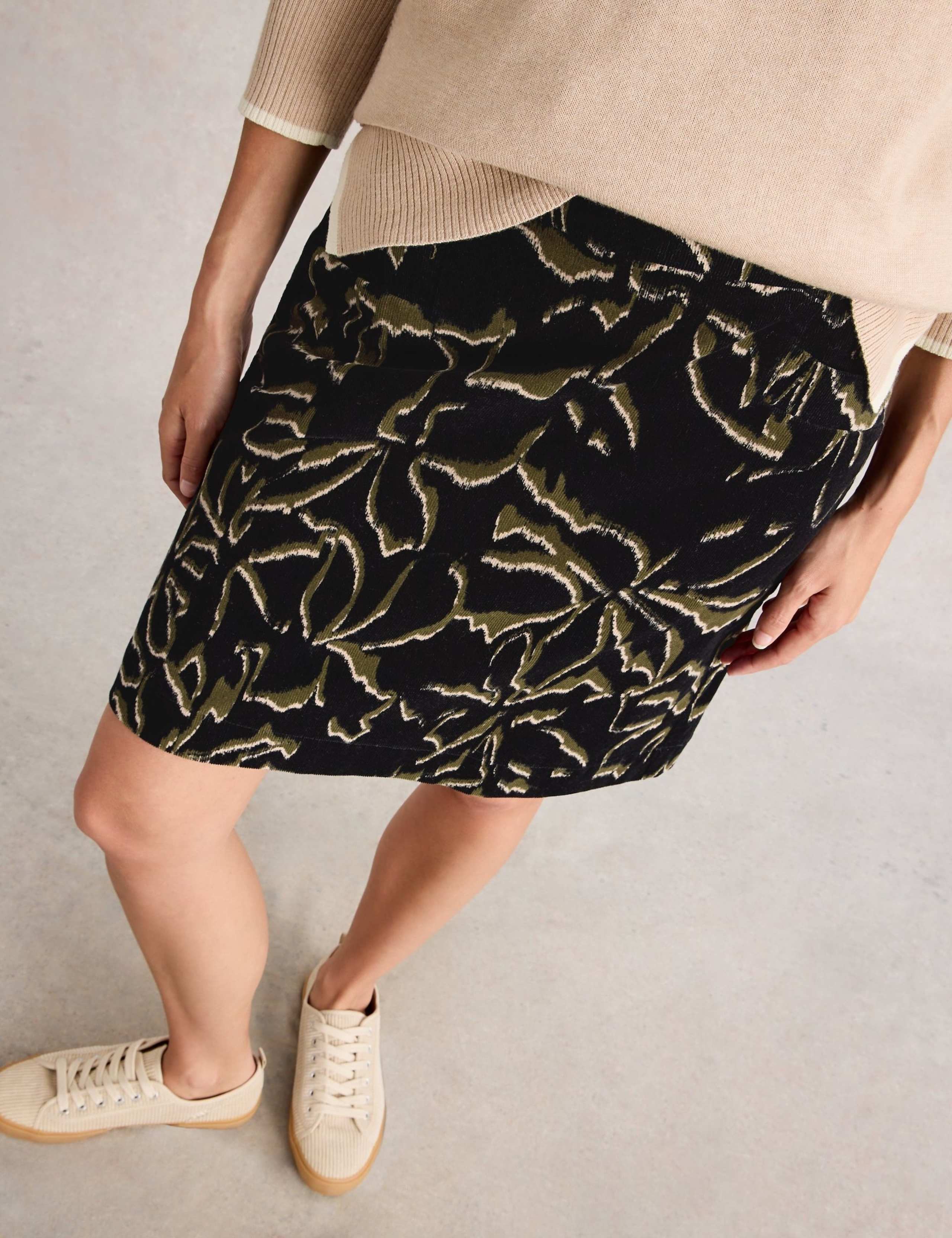 Cotton Rich Printed A-Line Skirt 3 of 5