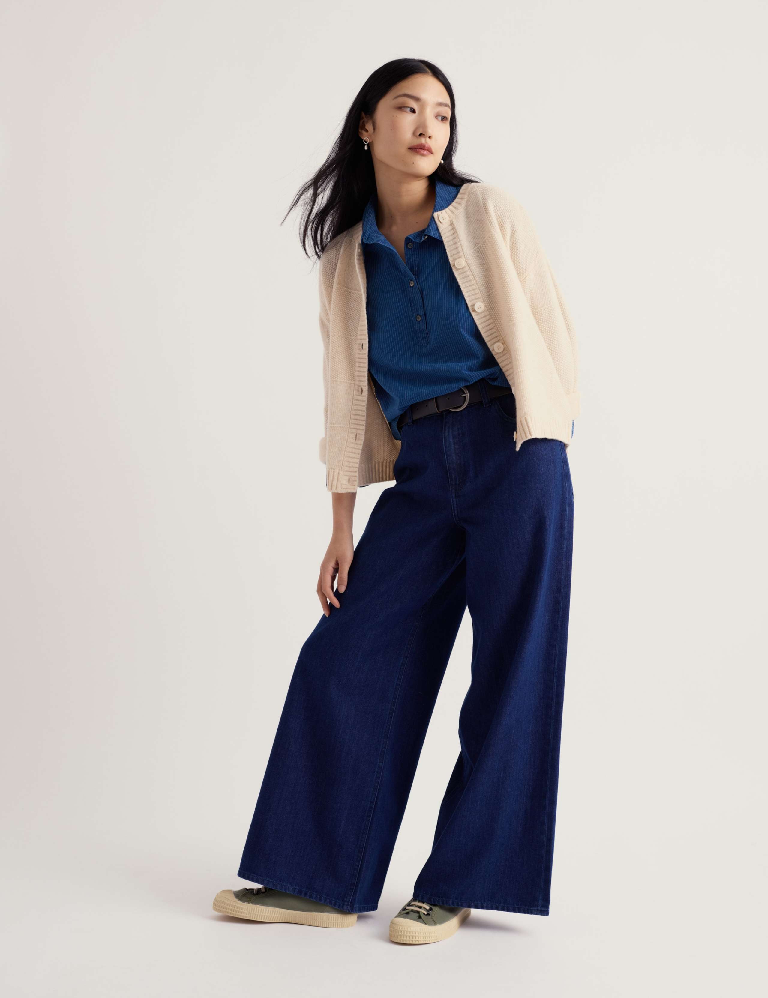 Merino Wool Rich Button Front Relaxed Cardigan 1 of 5