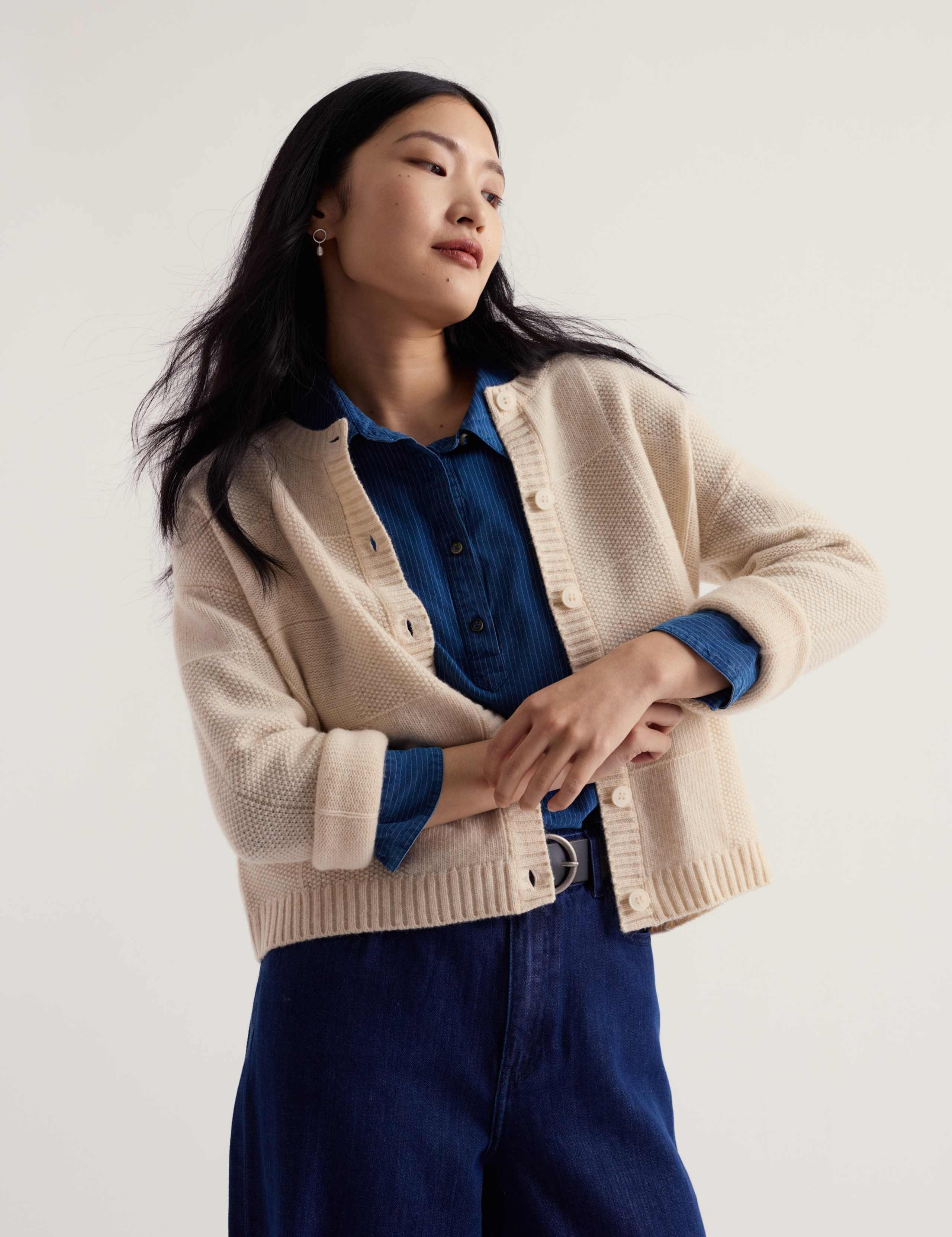 Merino Wool Rich Button Front Relaxed Cardigan 3 of 5