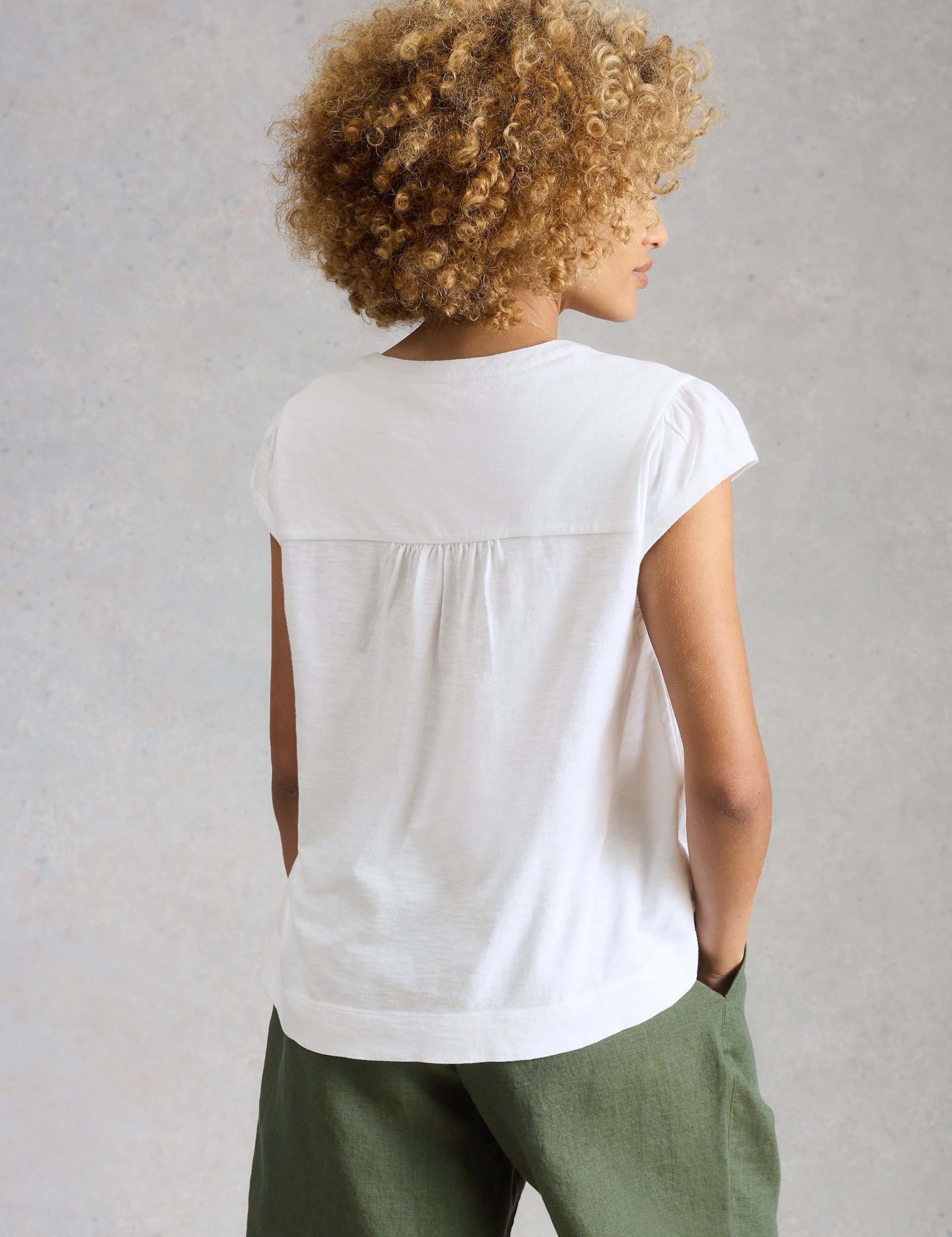 Pure Cotton Embroidered Notch Neck Blouse 6 of 6