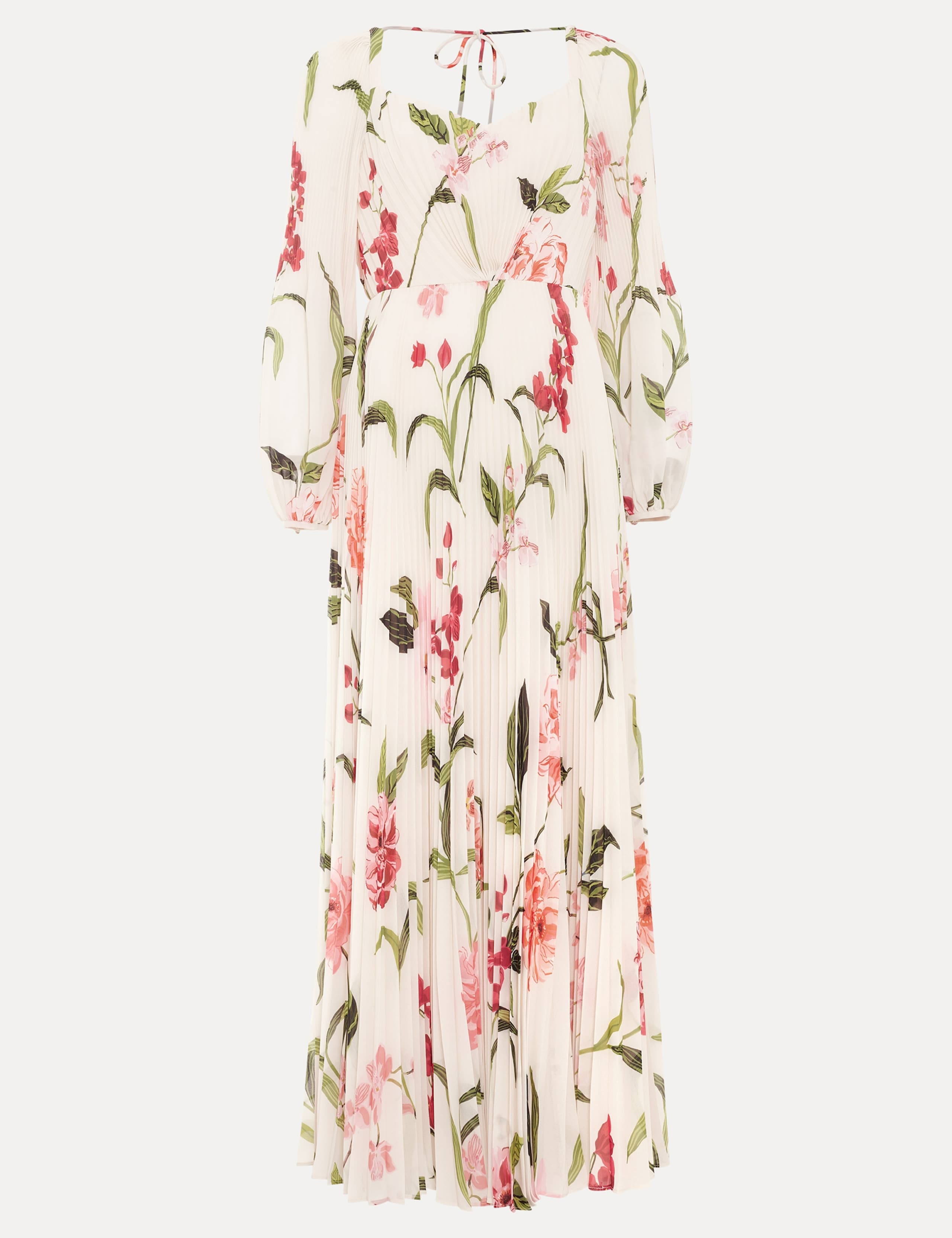Floral Pleated Sweetheart Neckline Maxi Dress 2 of 8