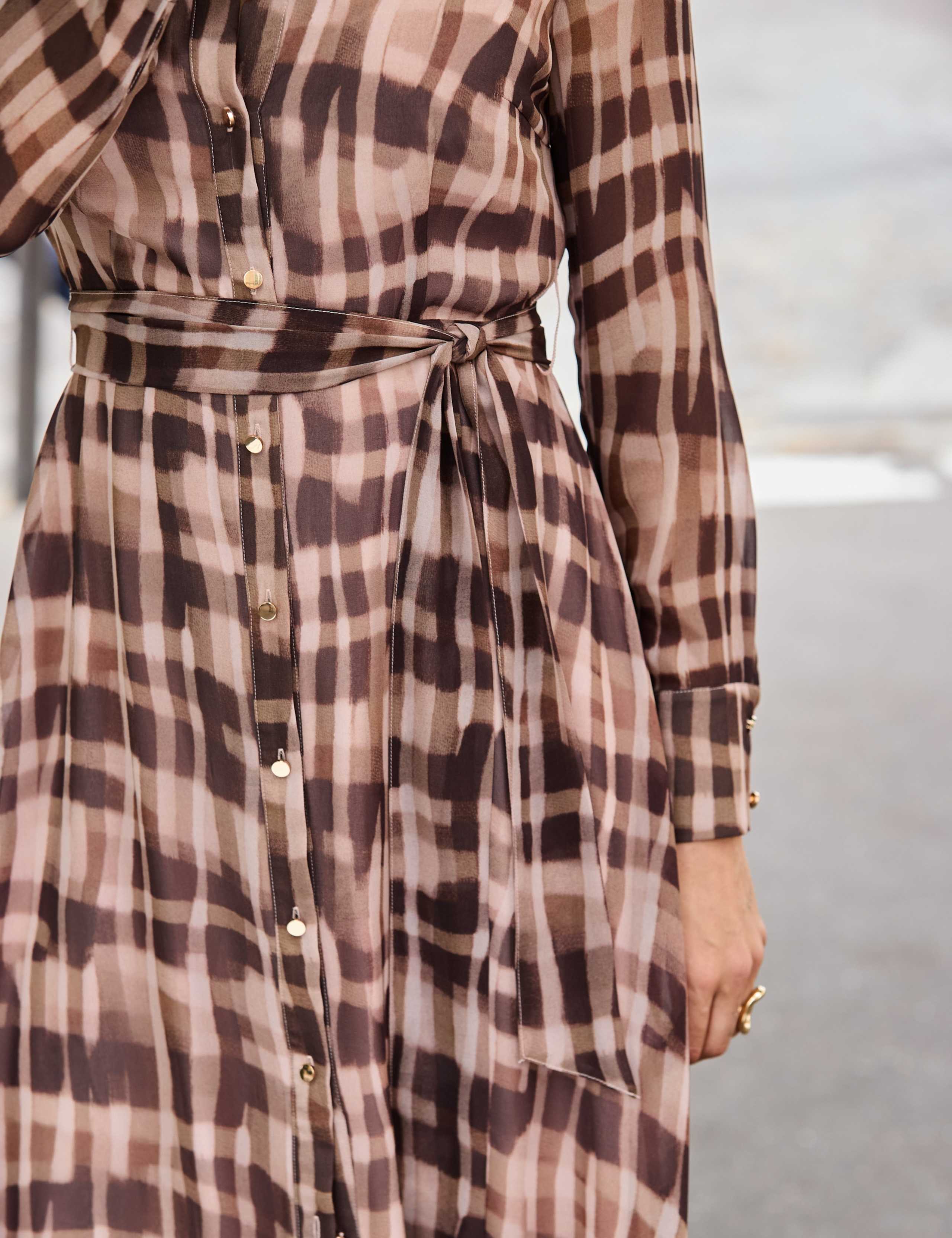 Abstract Check Print Midaxi Shirt Dress 3 of 6