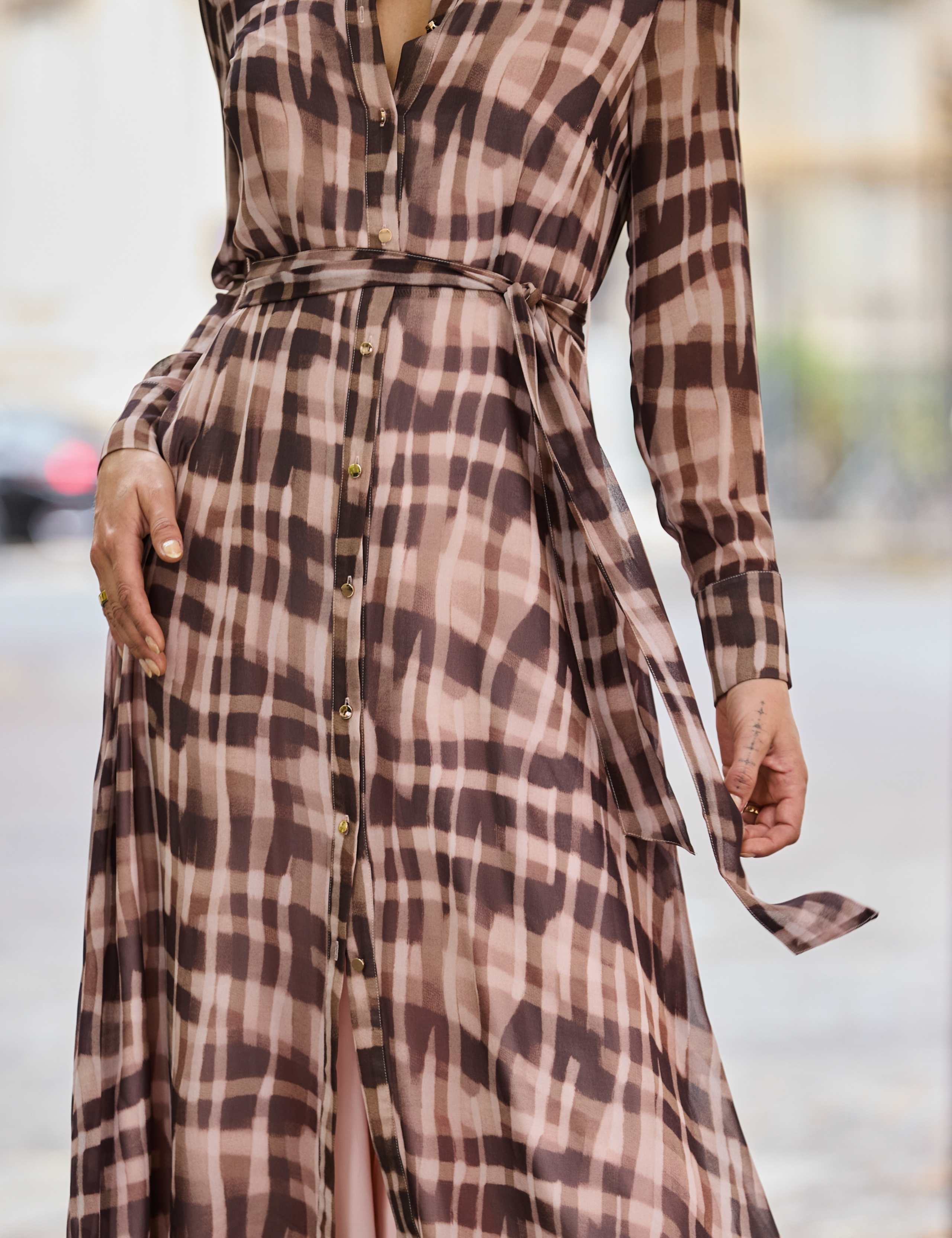 Abstract Check Print Midaxi Shirt Dress 4 of 6