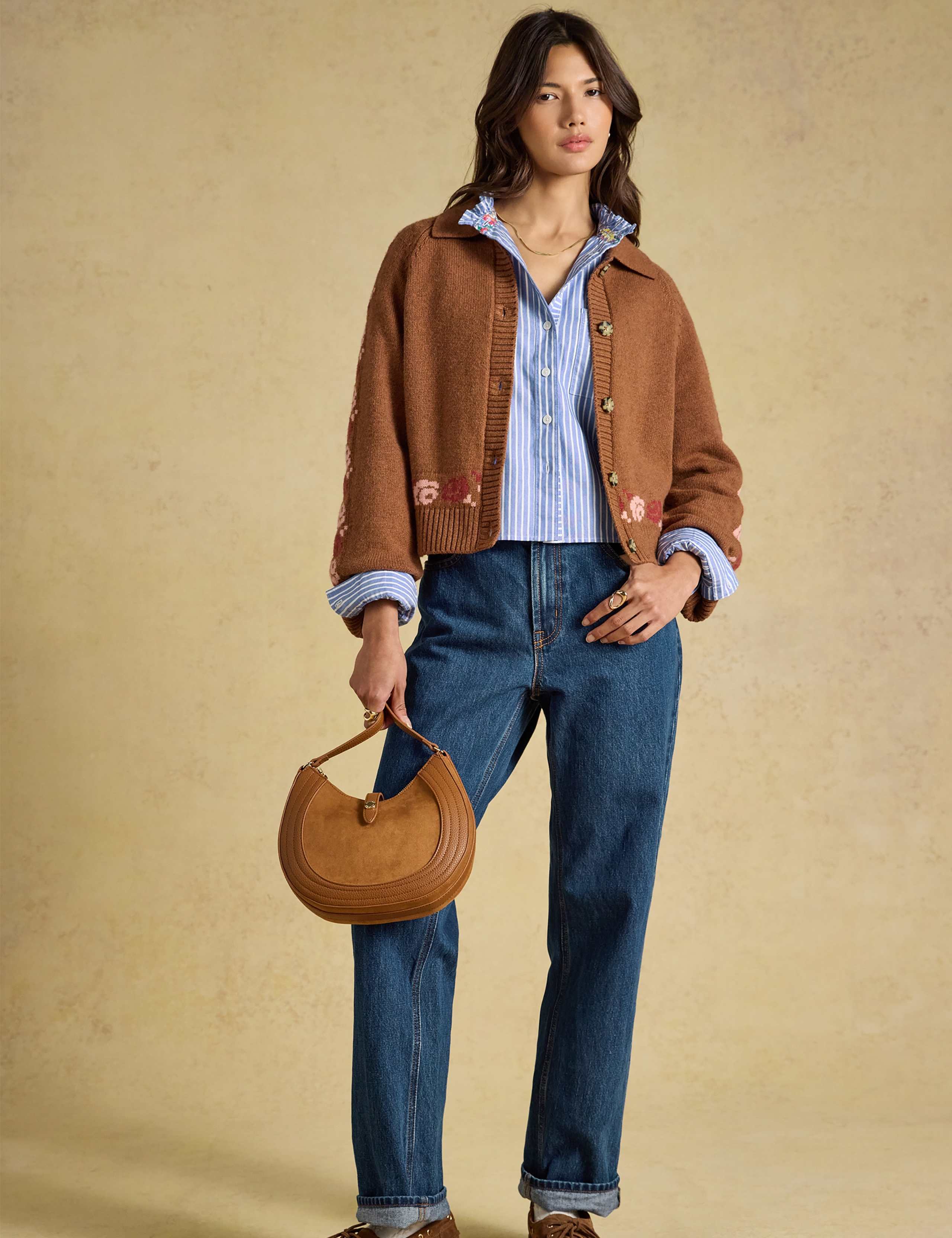 Cotton Rich Embroidered Collared Cardigan 2 of 7