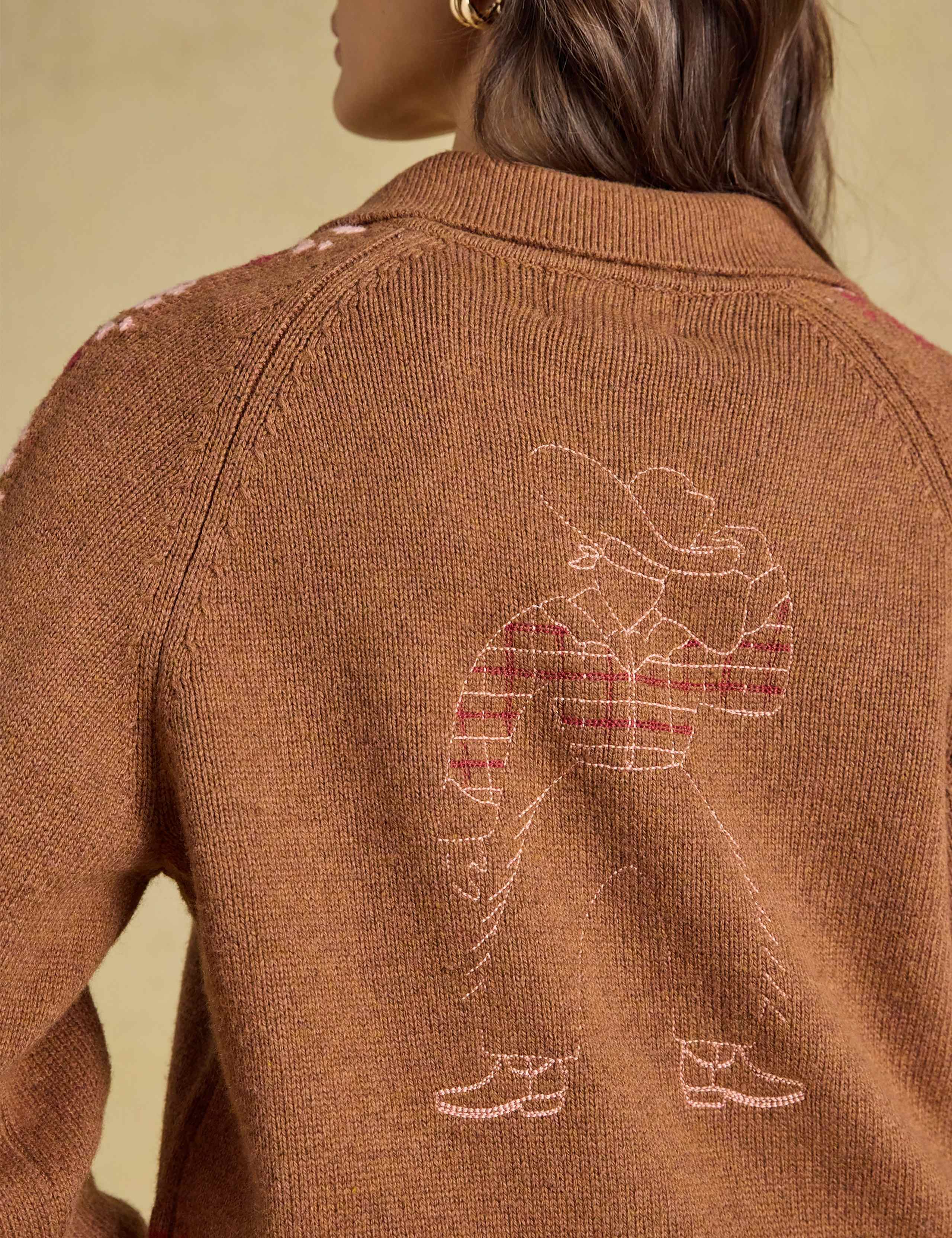 Cotton Rich Embroidered Collared Cardigan 5 of 7