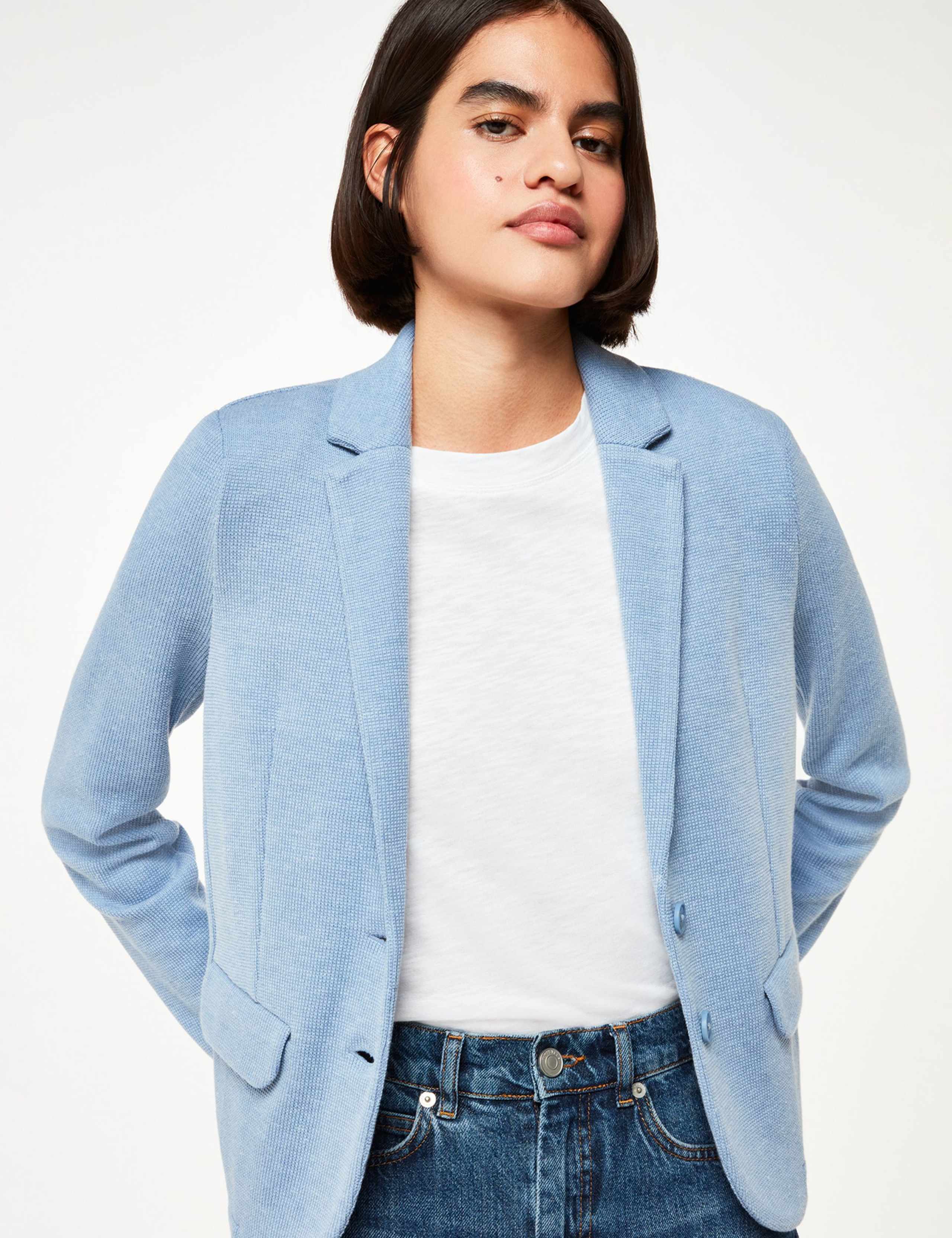 Jersey Slim Single Breasted Blazer Jacket 3 of 4