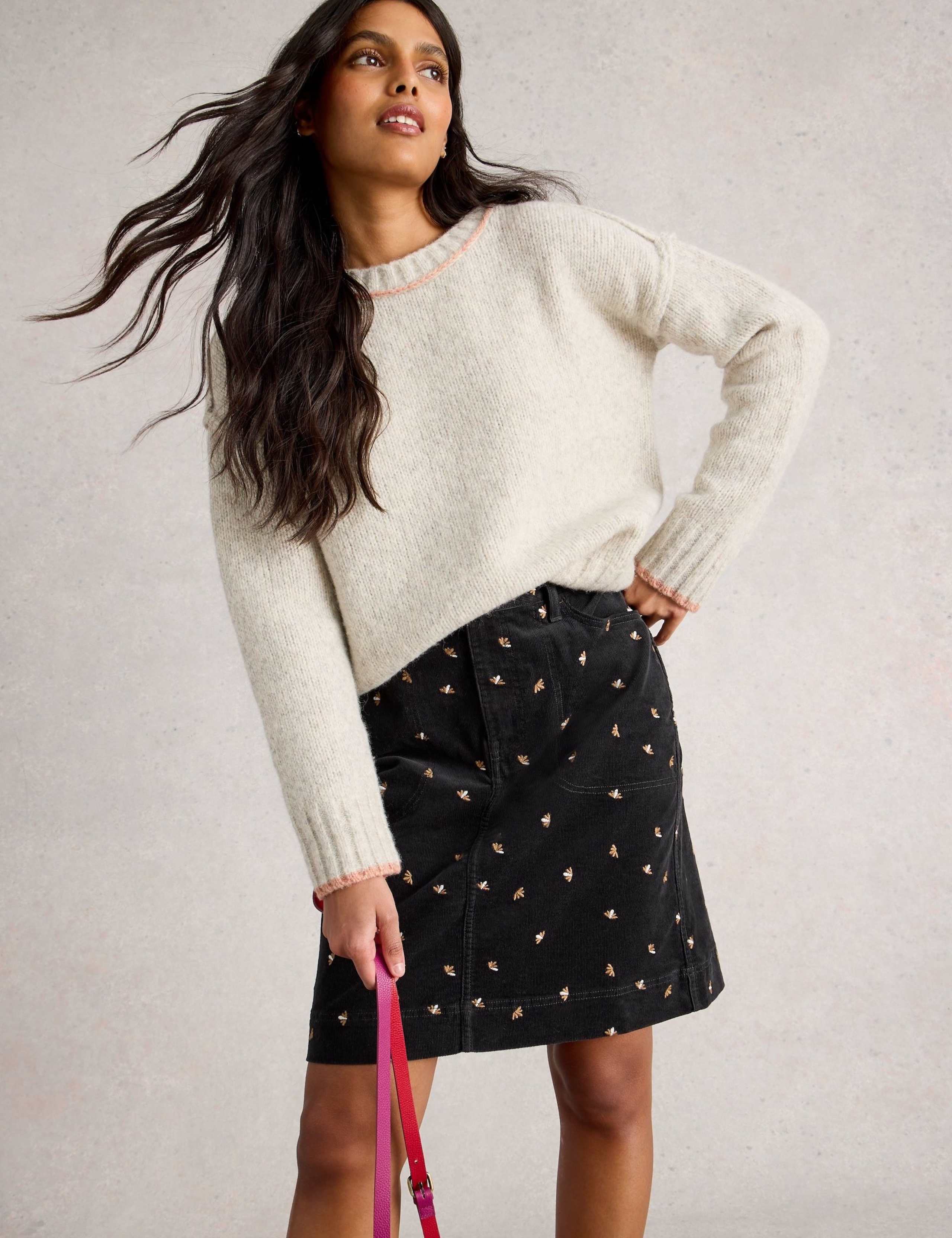Cord Embroidered Knee Length A-Line Skirt 4 of 4
