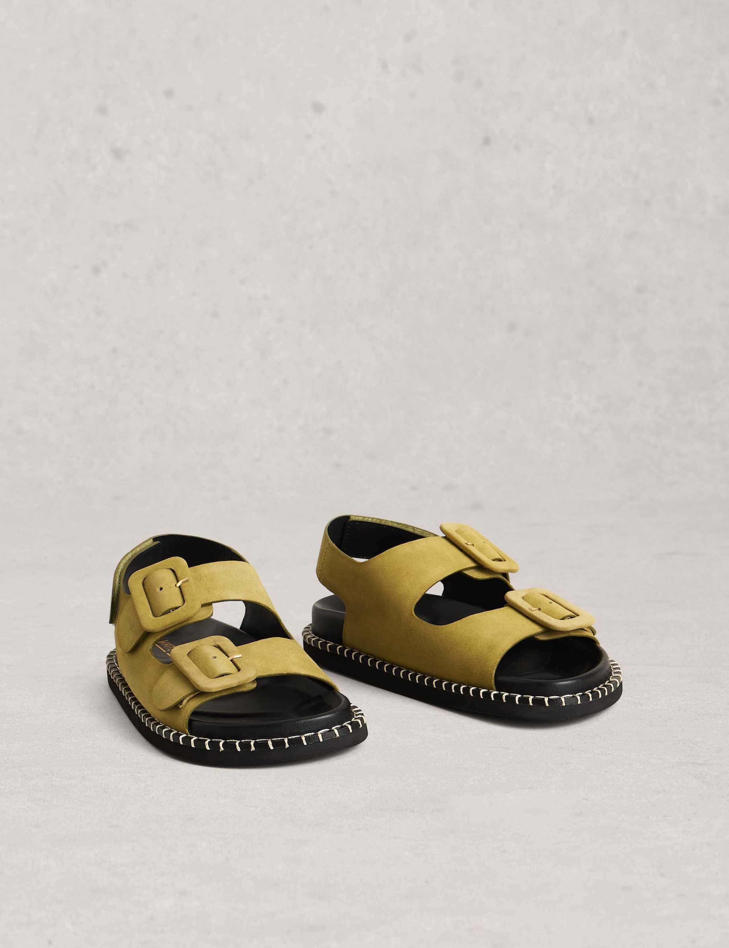 Suede Buckle Flat Footbed Sandals 2 of 4