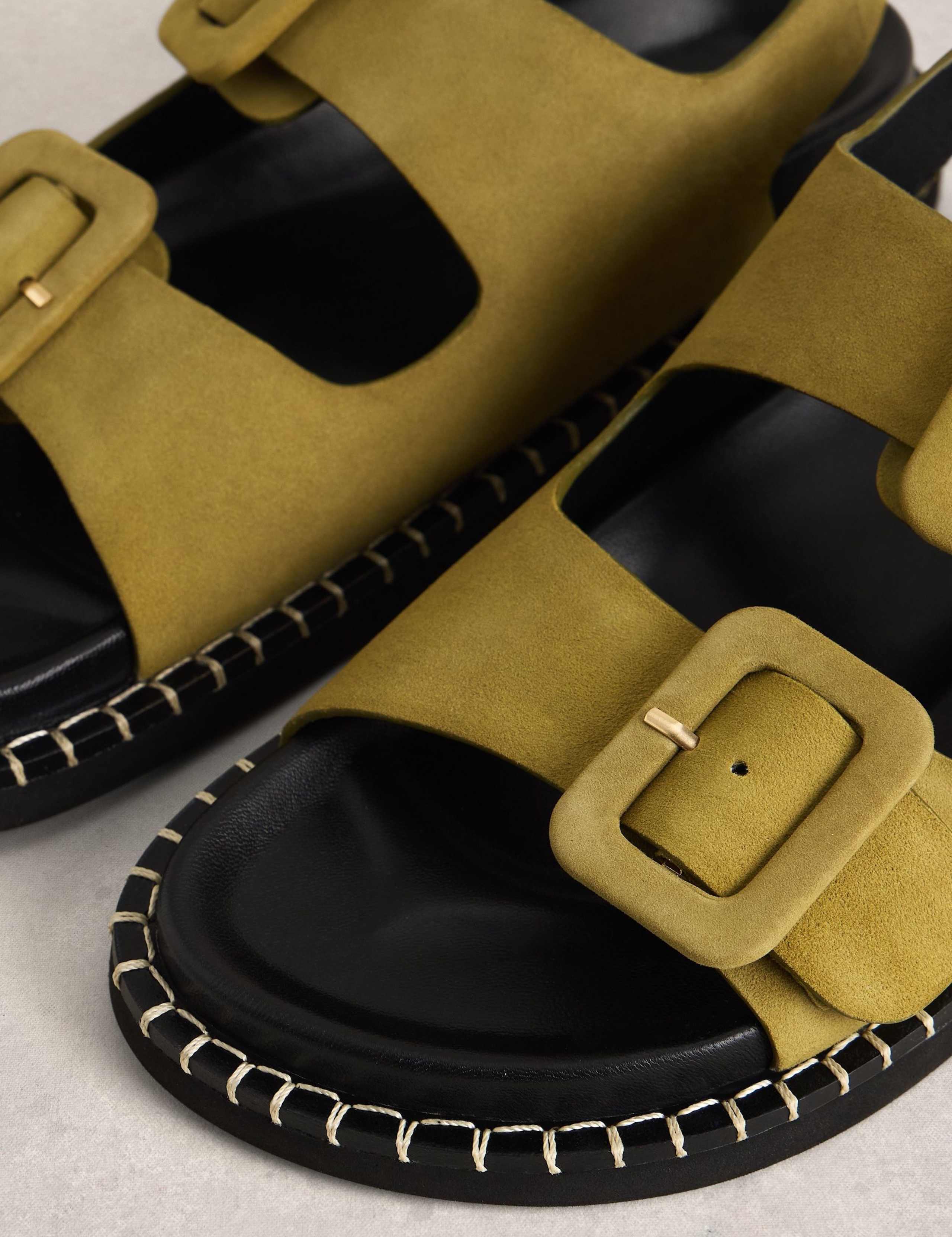 Suede Buckle Flat Footbed Sandals 4 of 4