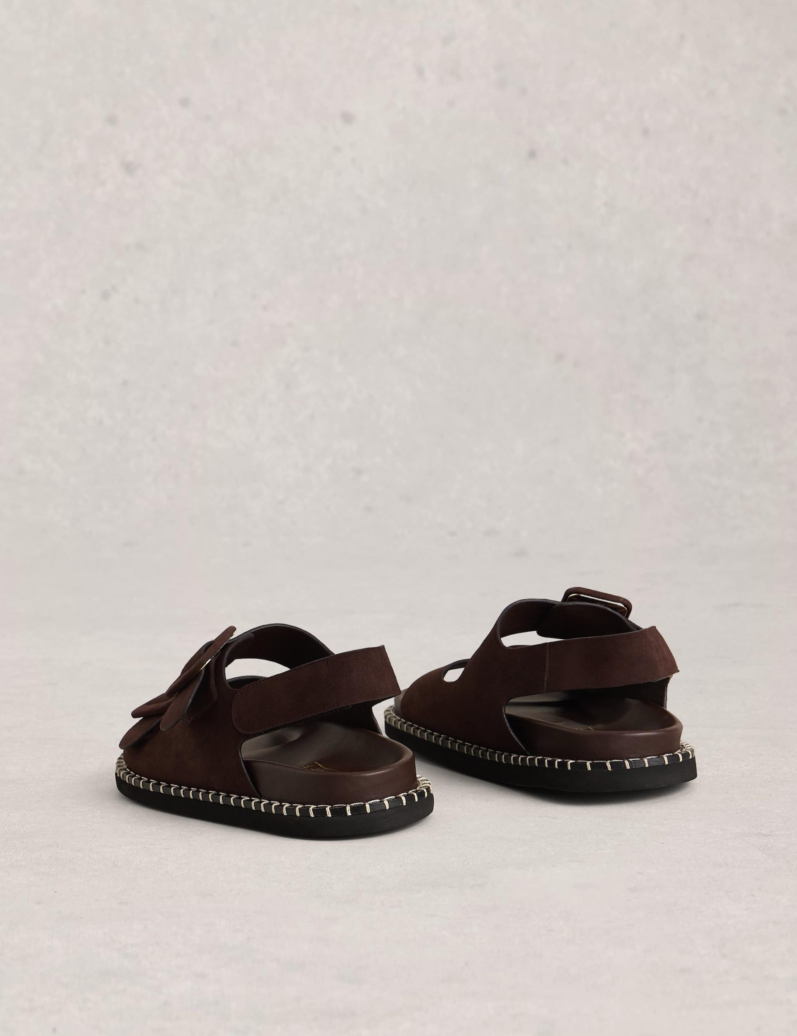 Suede Buckle Flat Footbed Sandals 3 of 4