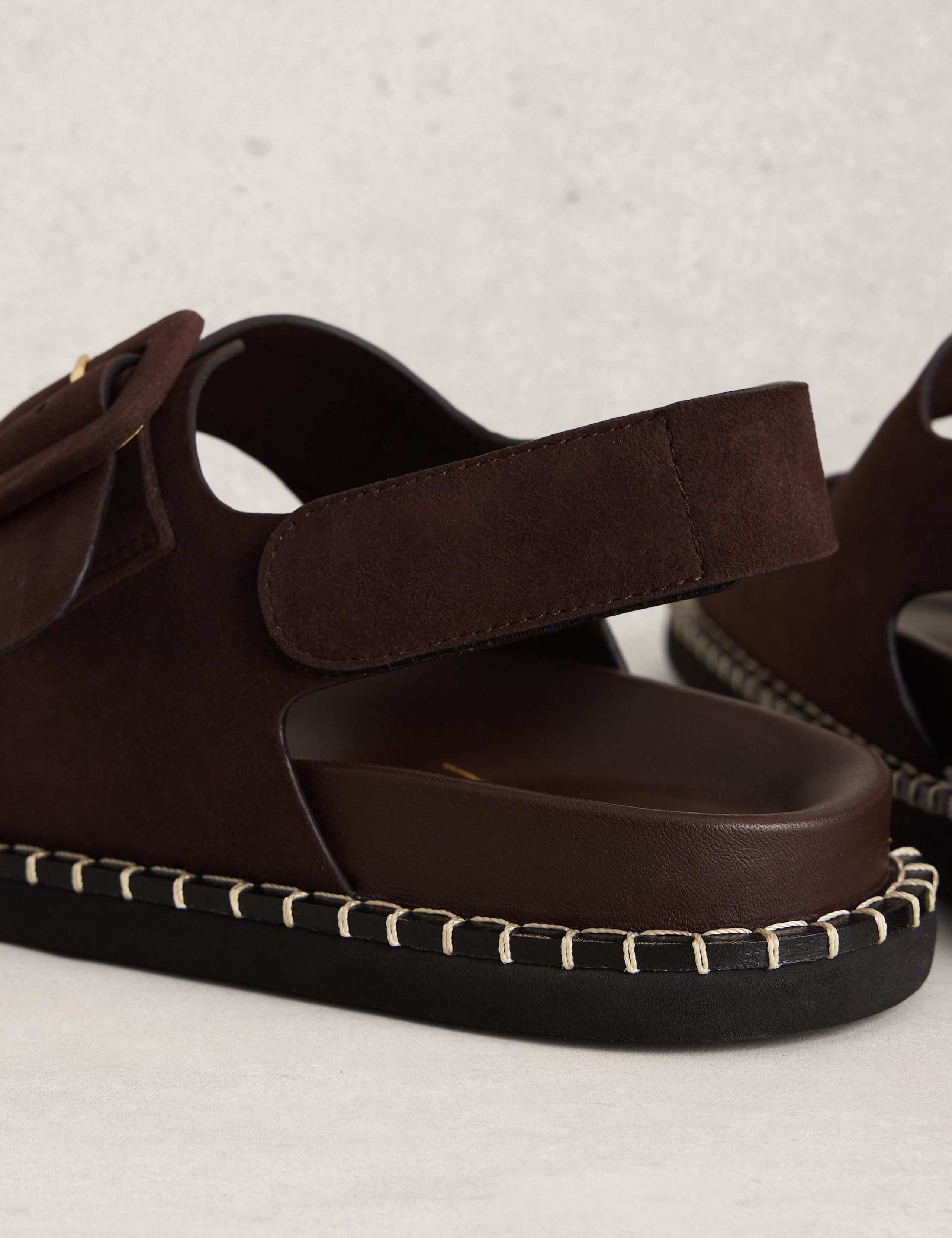 Suede Buckle Flat Footbed Sandals 4 of 4