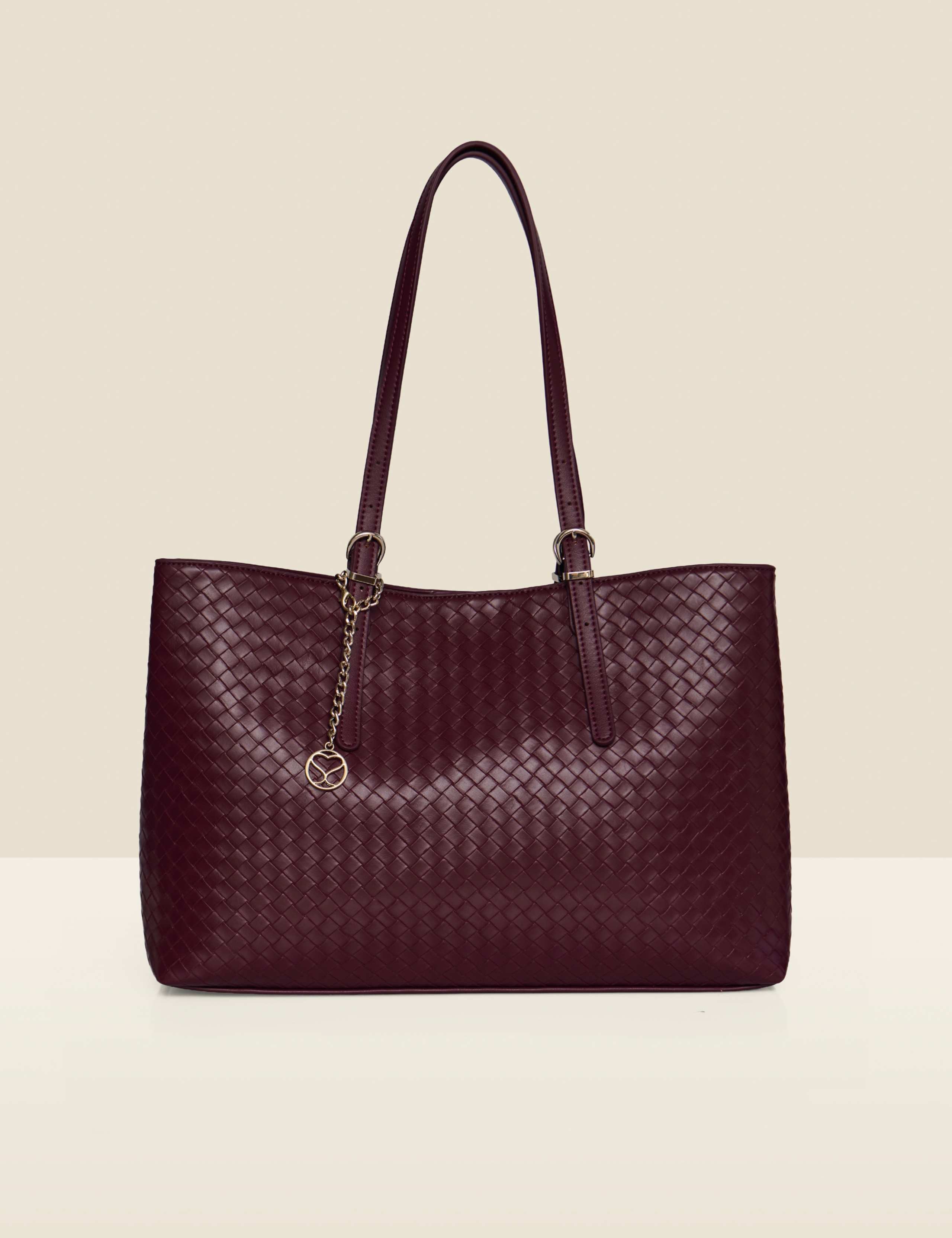 Faux Leather Woven Tote Bag 3 of 4