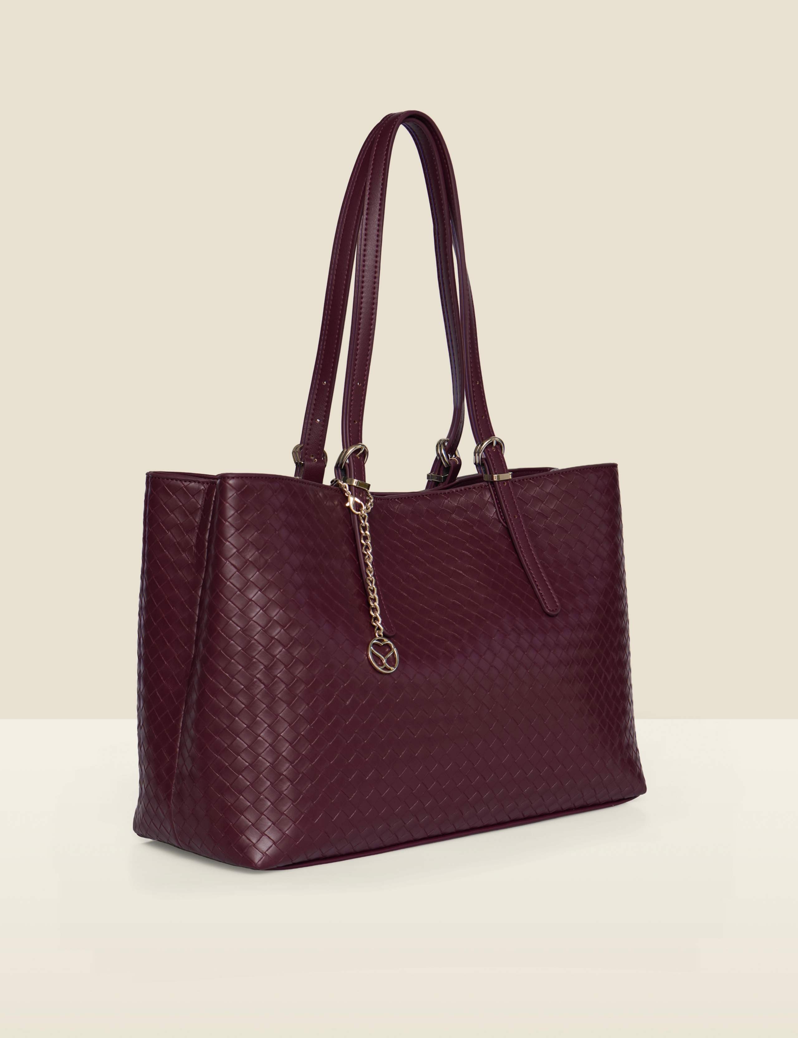 Faux Leather Woven Tote Bag 4 of 4