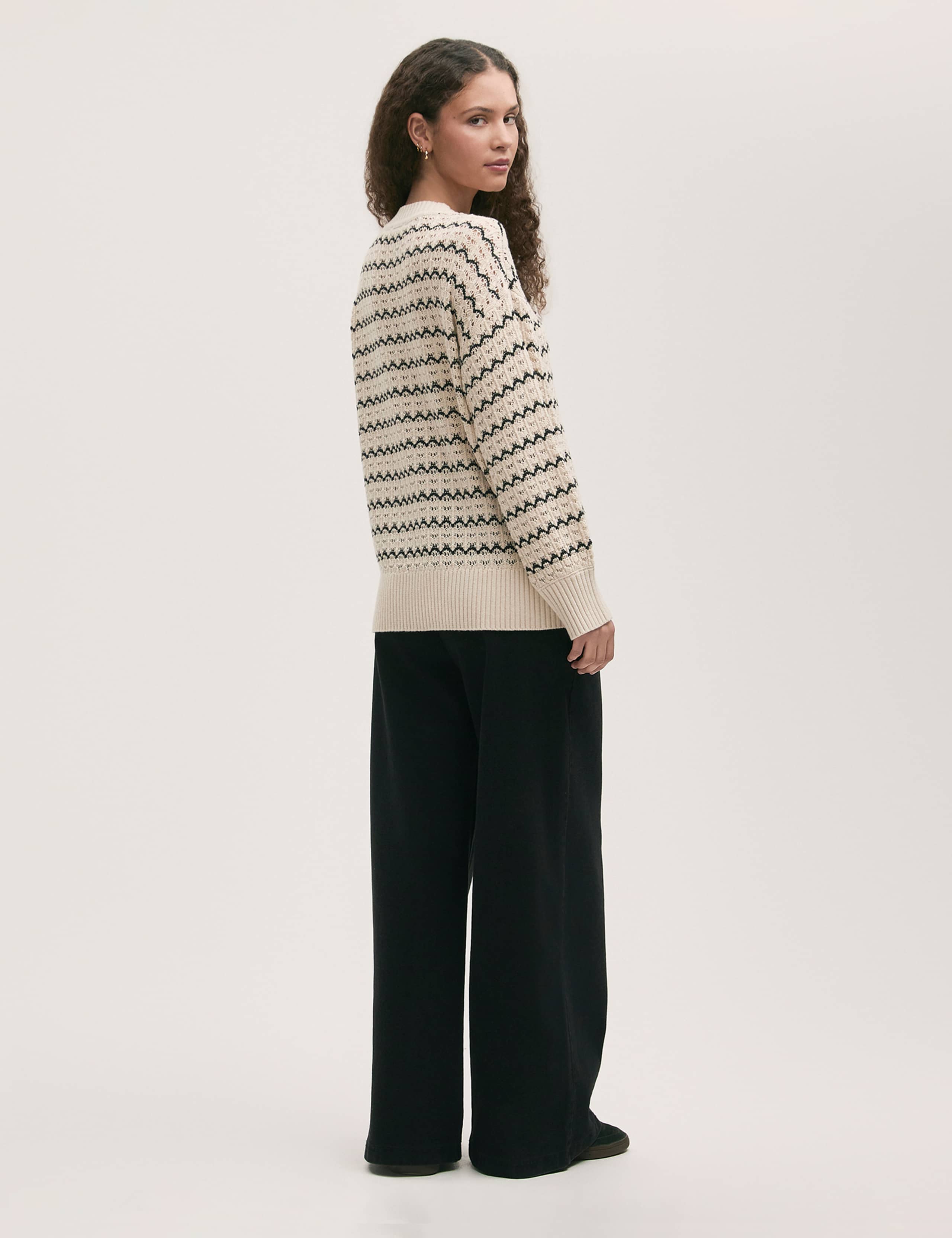 Cotton Rich Striped Crew Neck Jumper 4 of 4