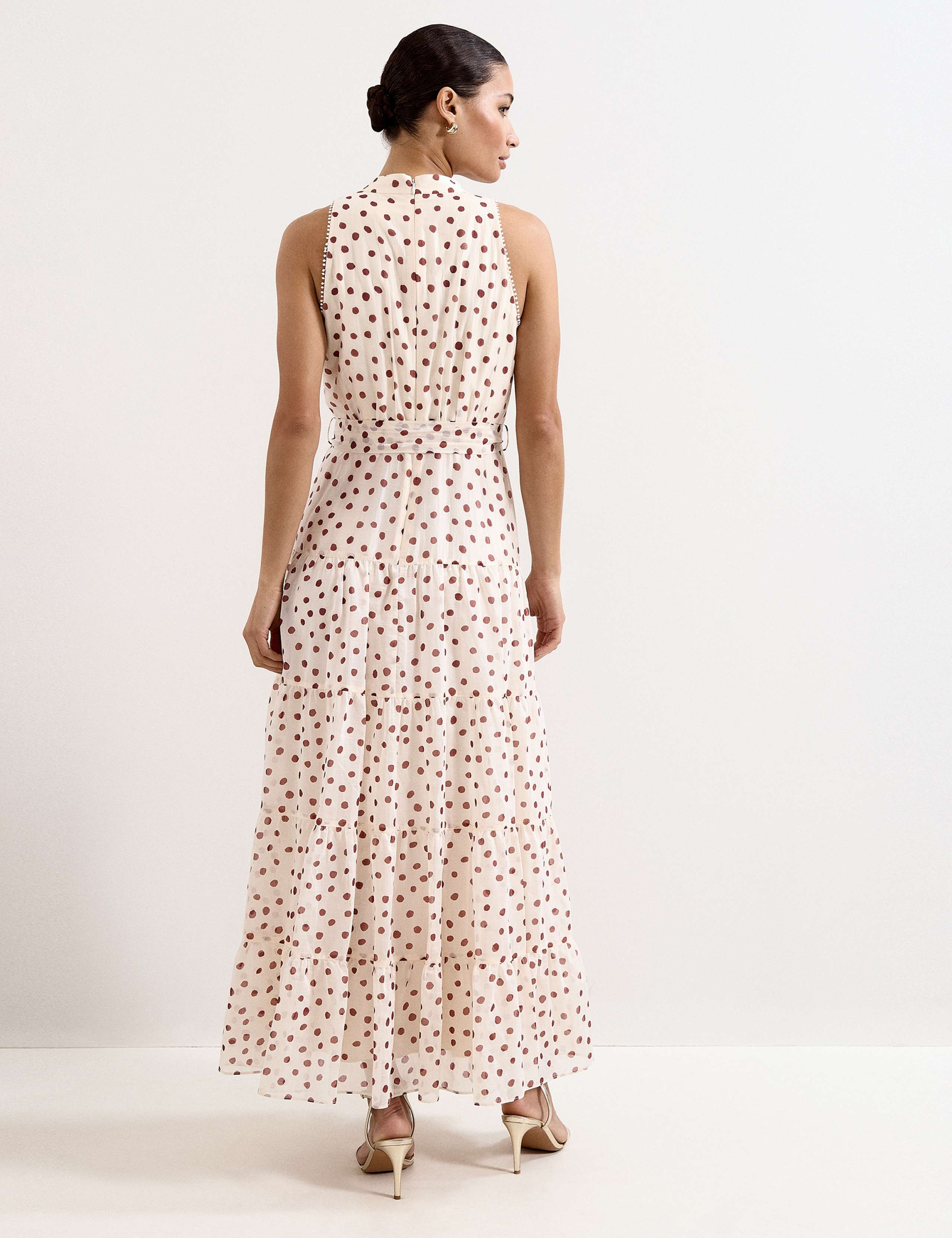 Polka Dot V-Neck Maxi Tiered Dress 4 of 7