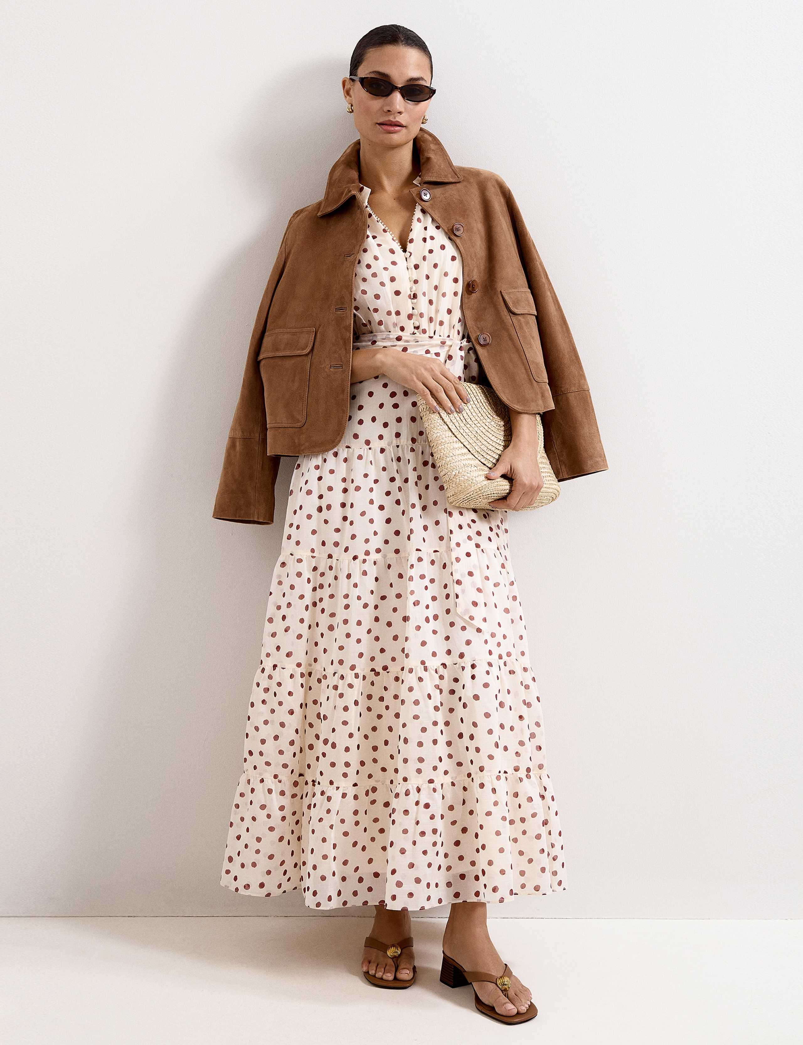 Polka Dot V-Neck Maxi Tiered Dress 5 of 7