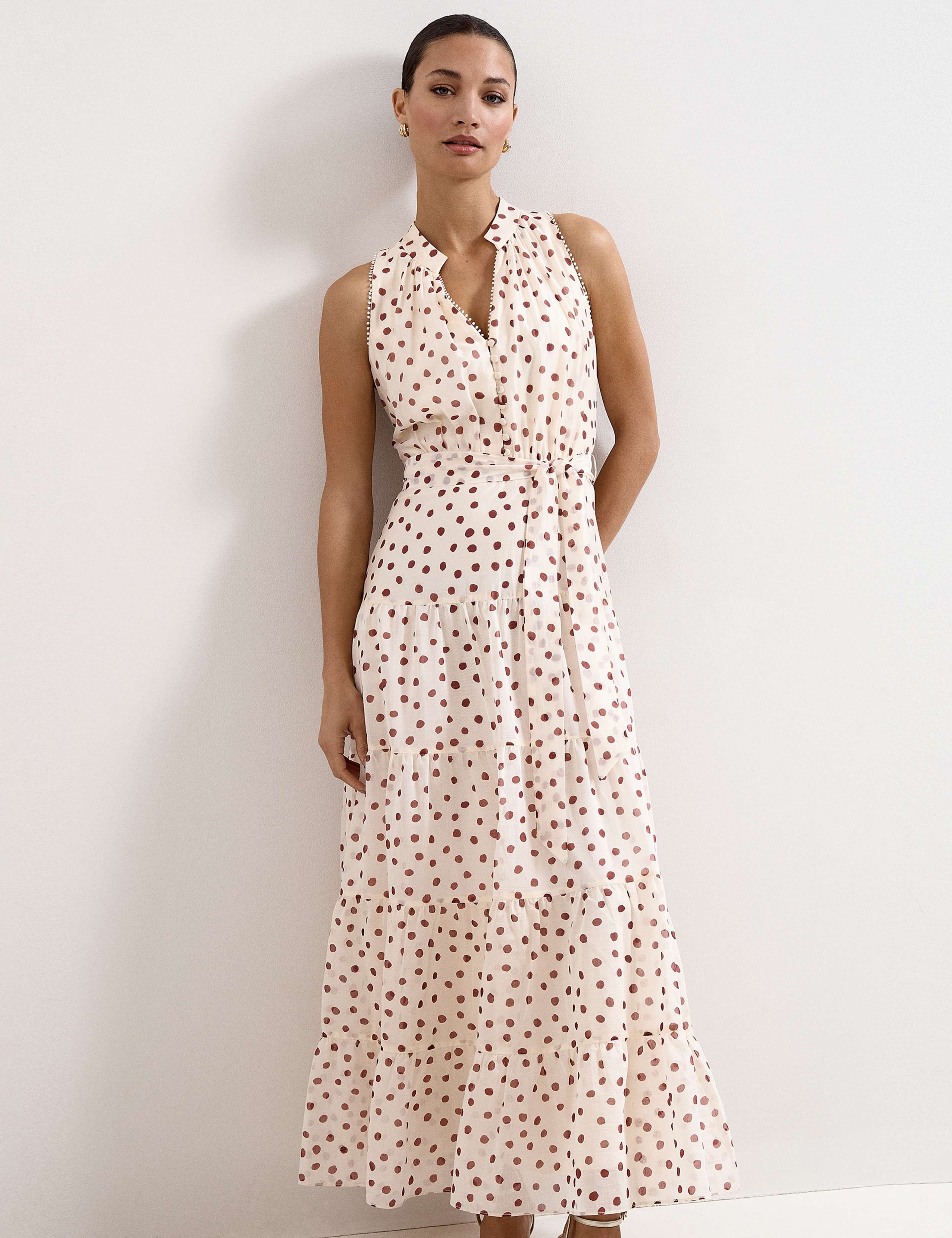 Polka Dot V-Neck Maxi Tiered Dress 6 of 7