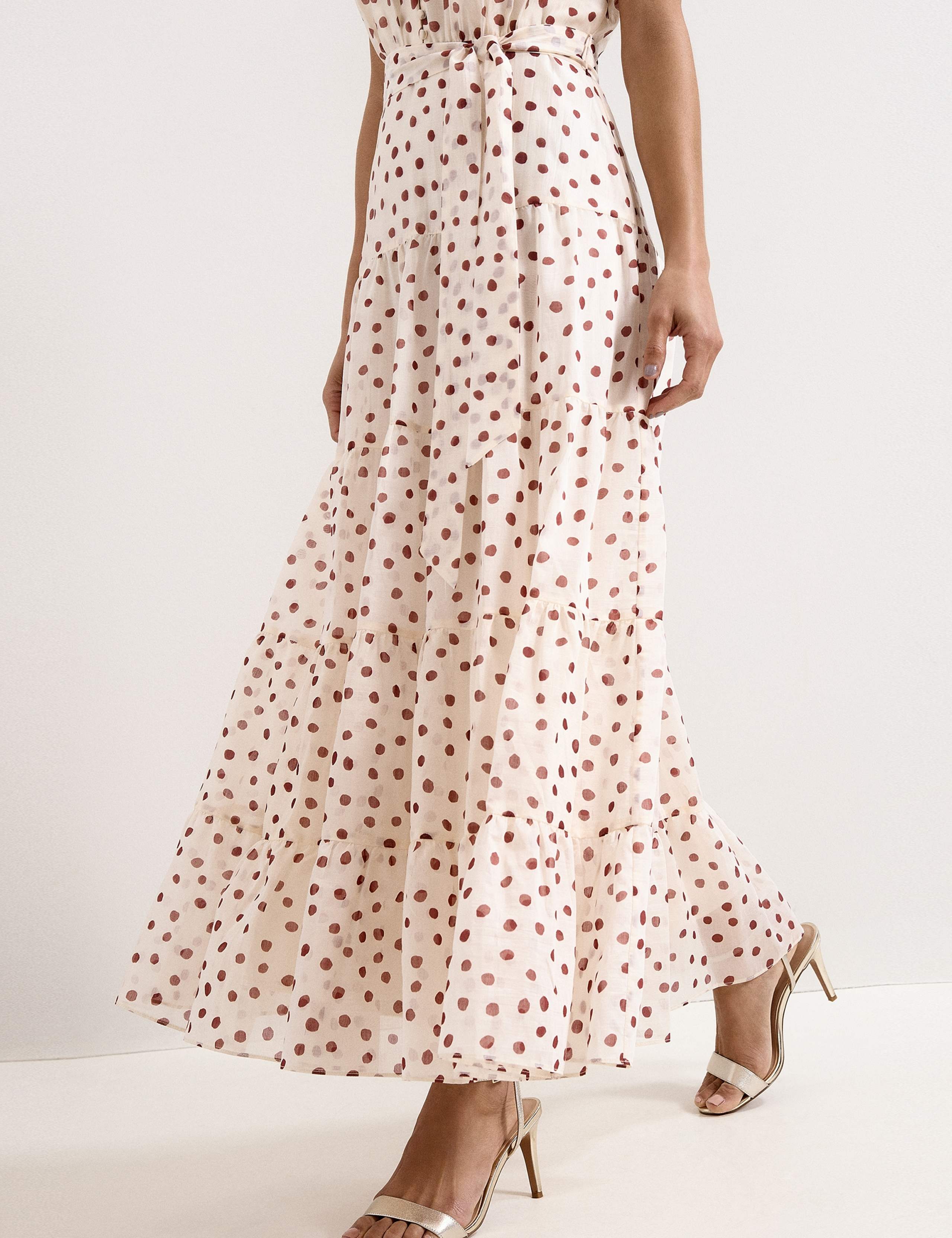 Polka Dot V-Neck Maxi Tiered Dress 7 of 7
