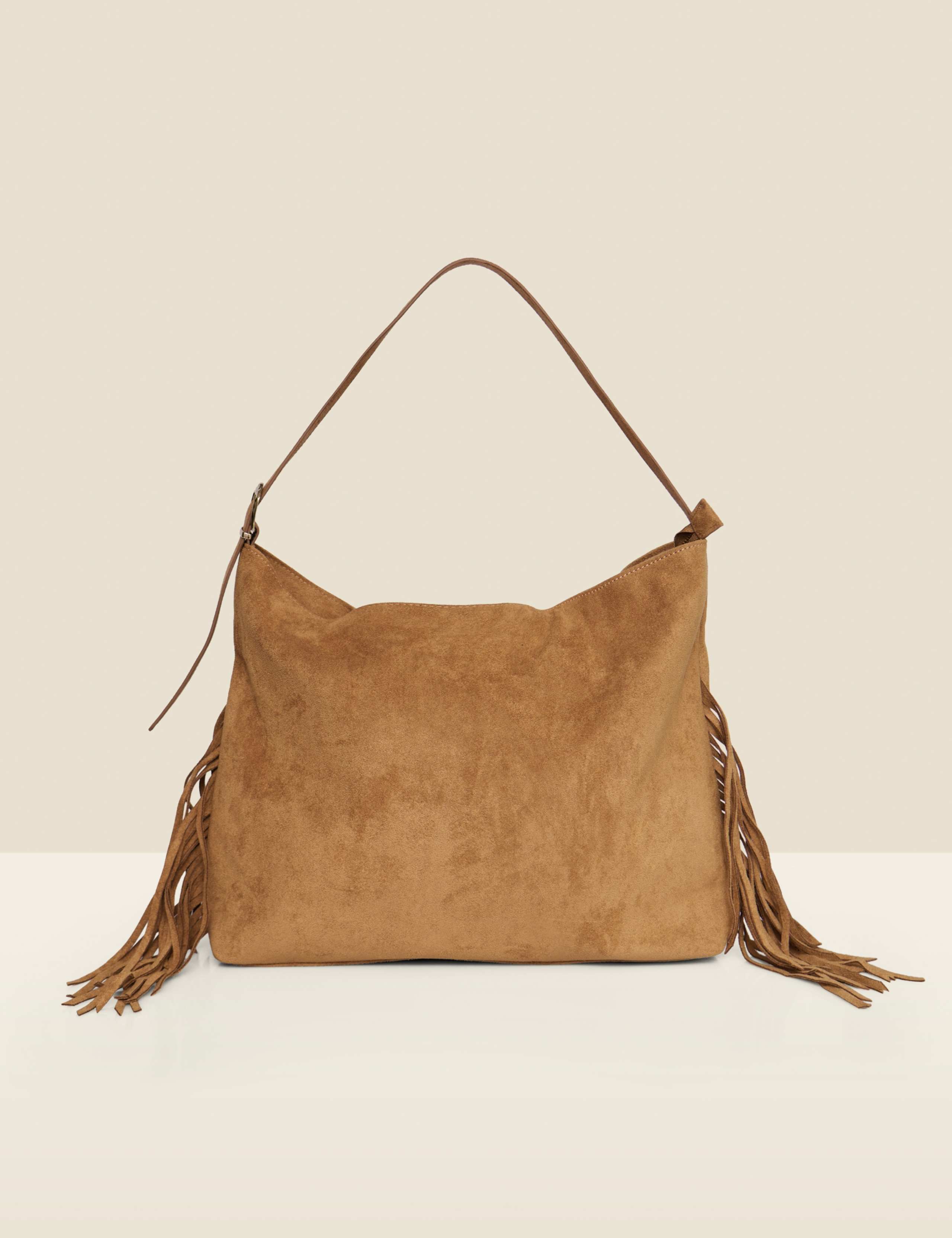 Suedette Fringe Slouch Tote Bag 2 of 5