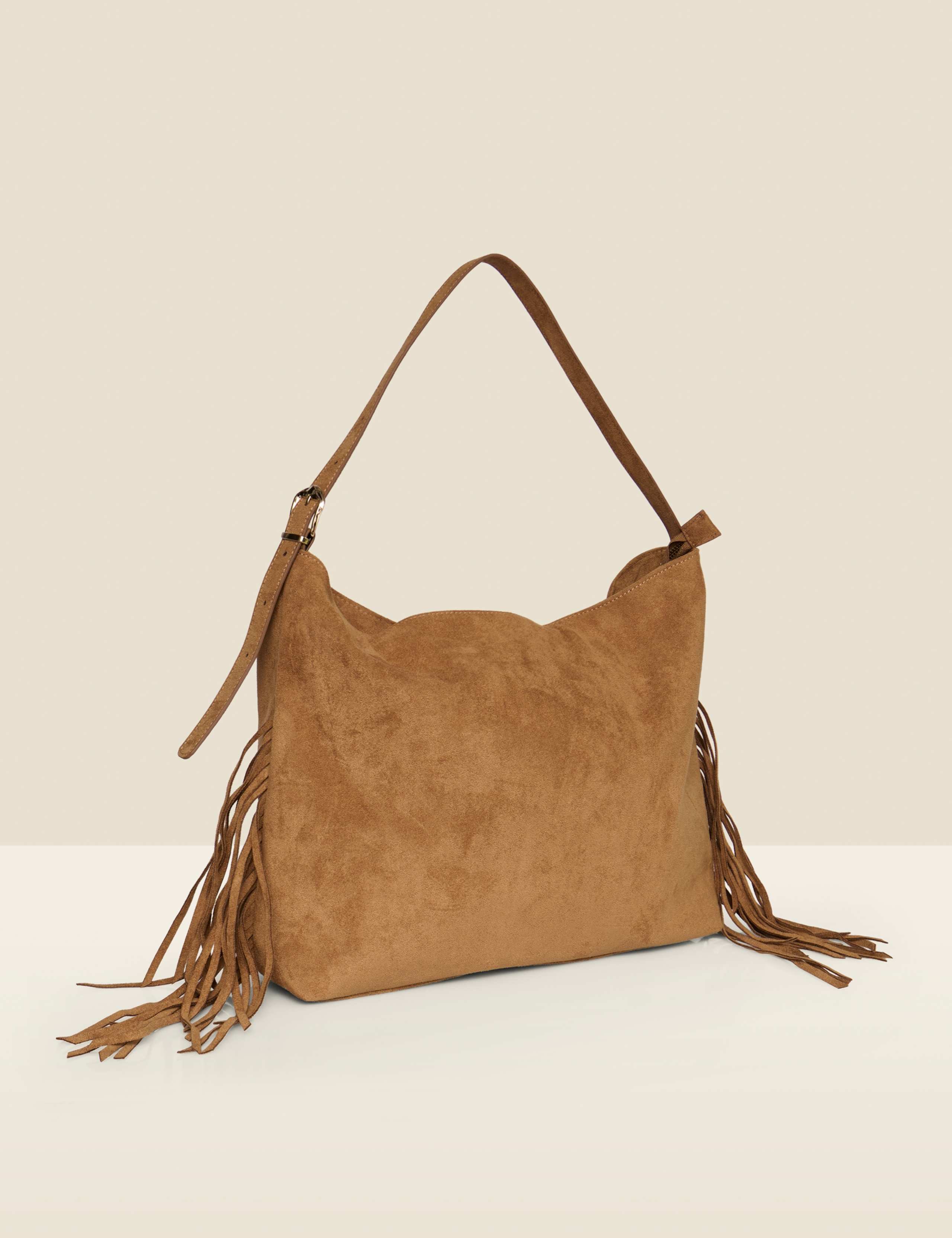 Suedette Fringe Slouch Tote Bag 3 of 5