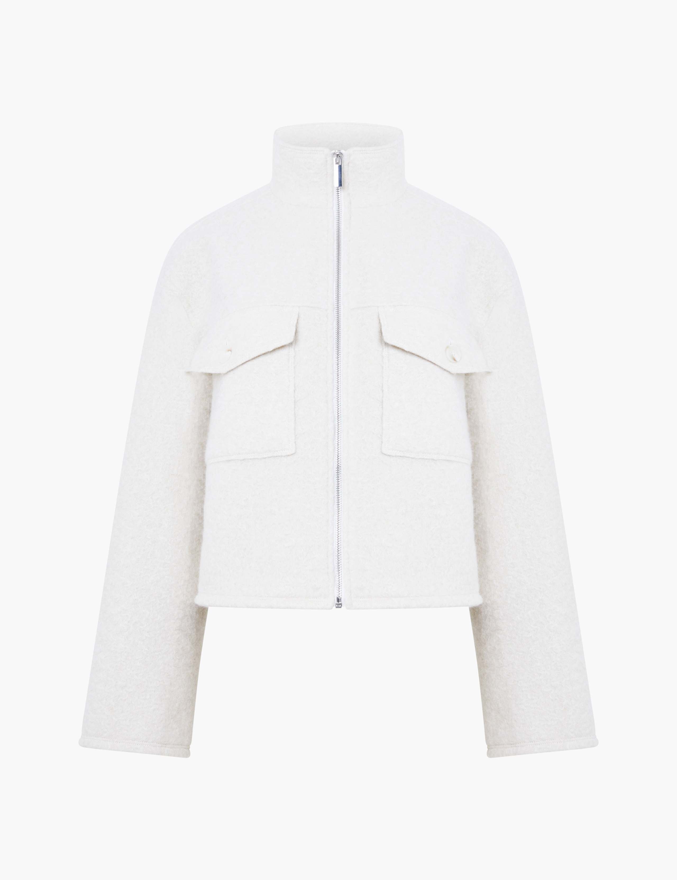 BoucléCropped Aviator Jacket 2 of 3