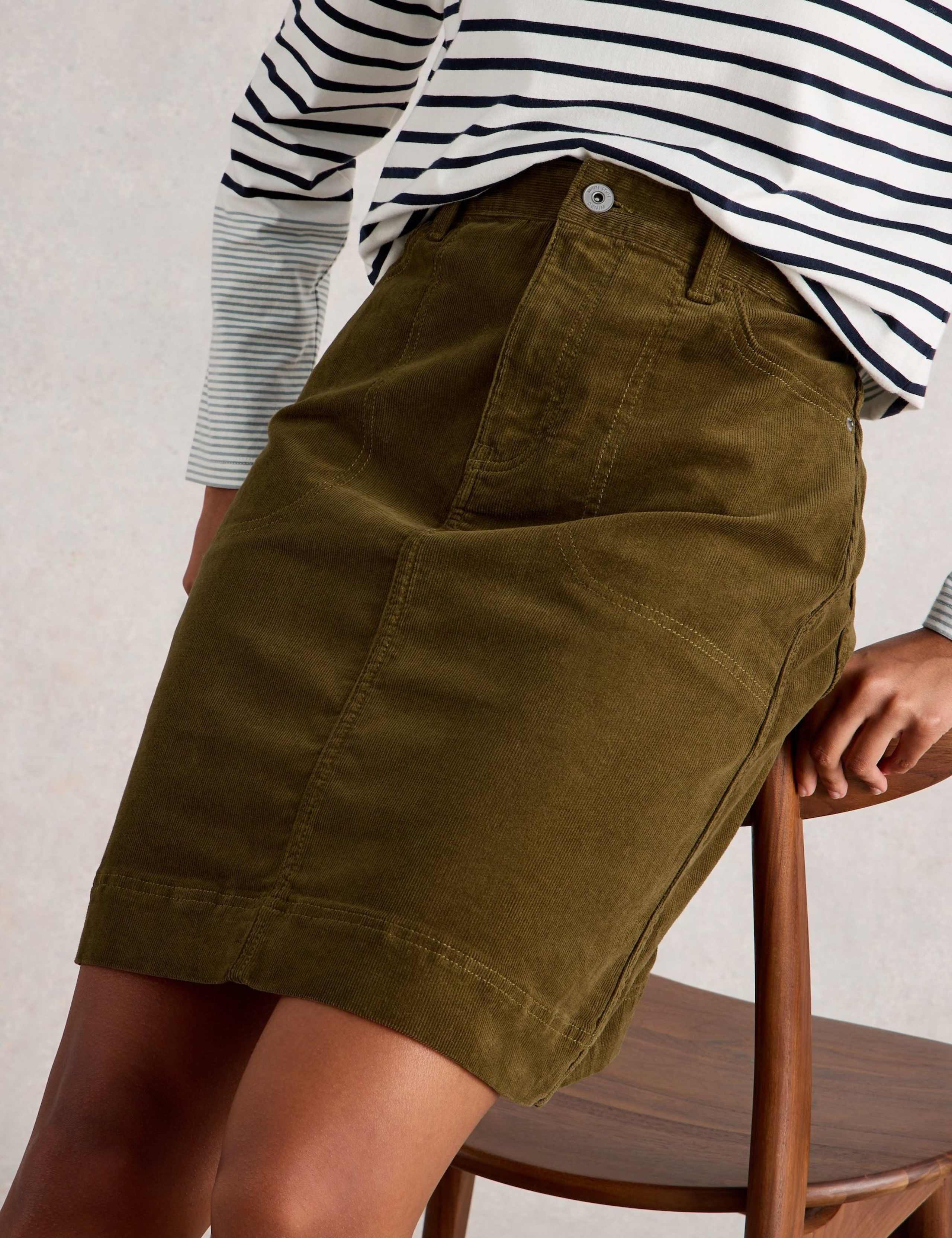 Cord Knee Length A-Line Skirt 3 of 6