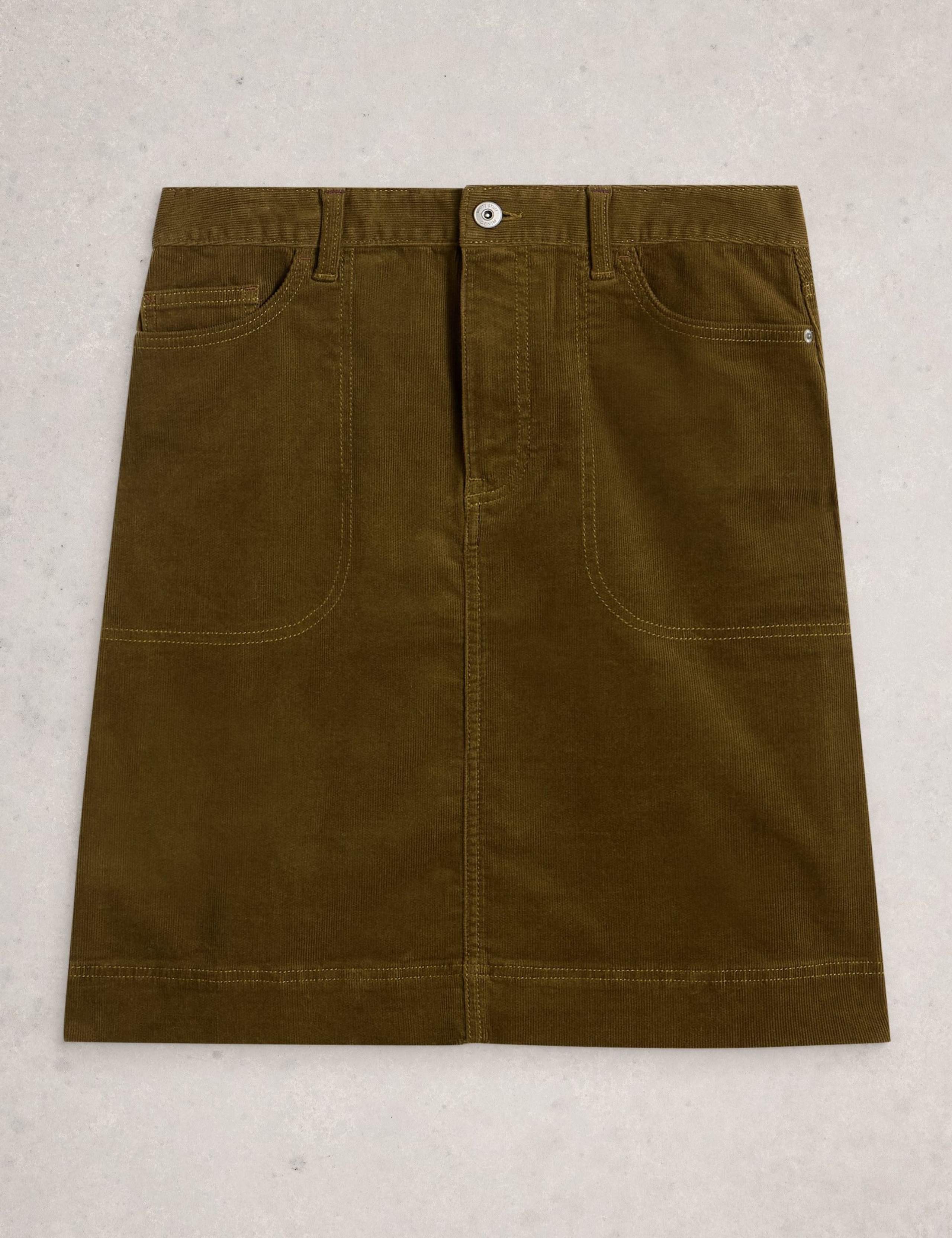 Cord Knee Length A-Line Skirt 2 of 6