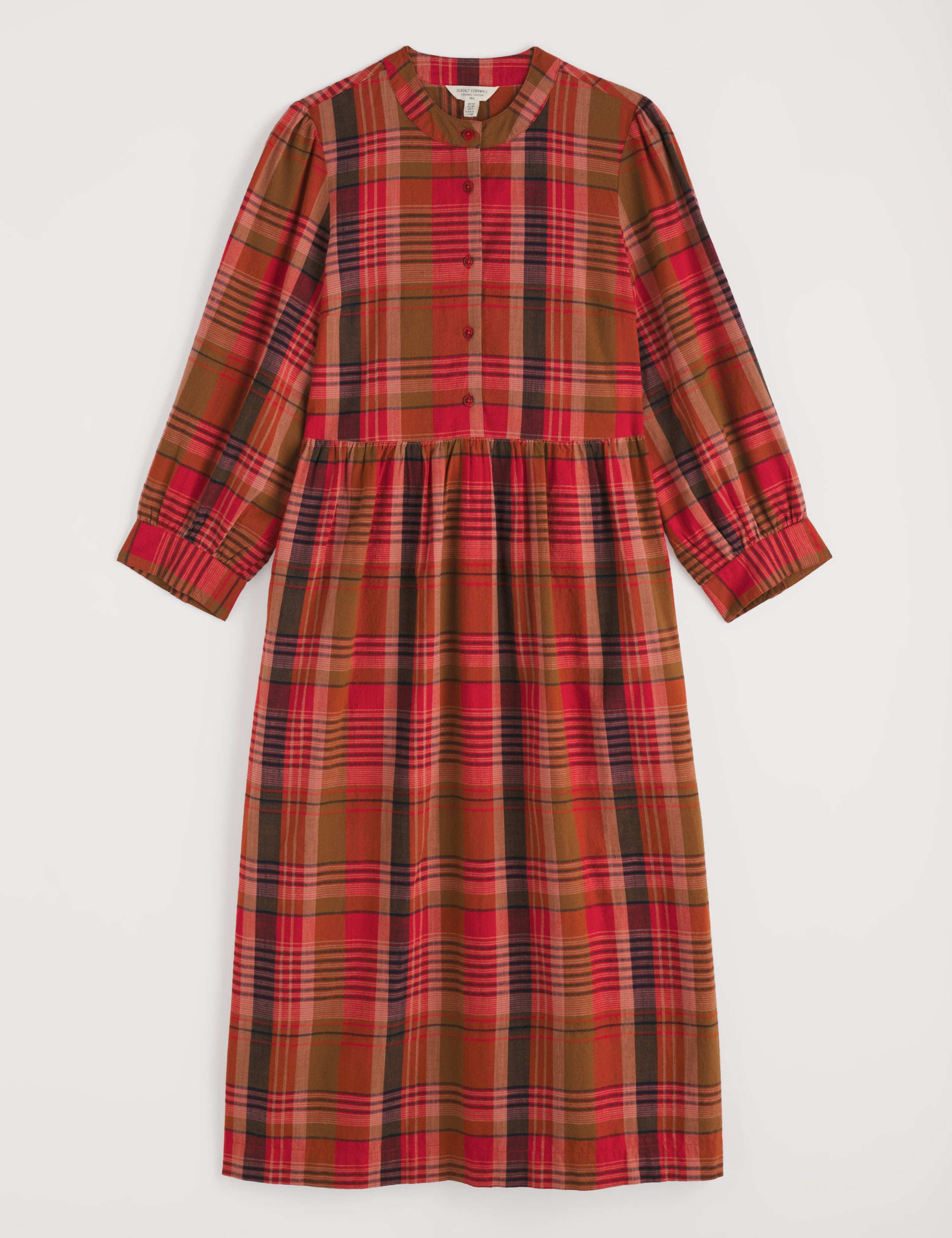 Pure Cotton Checked Midi Smock Dress 2 of 5