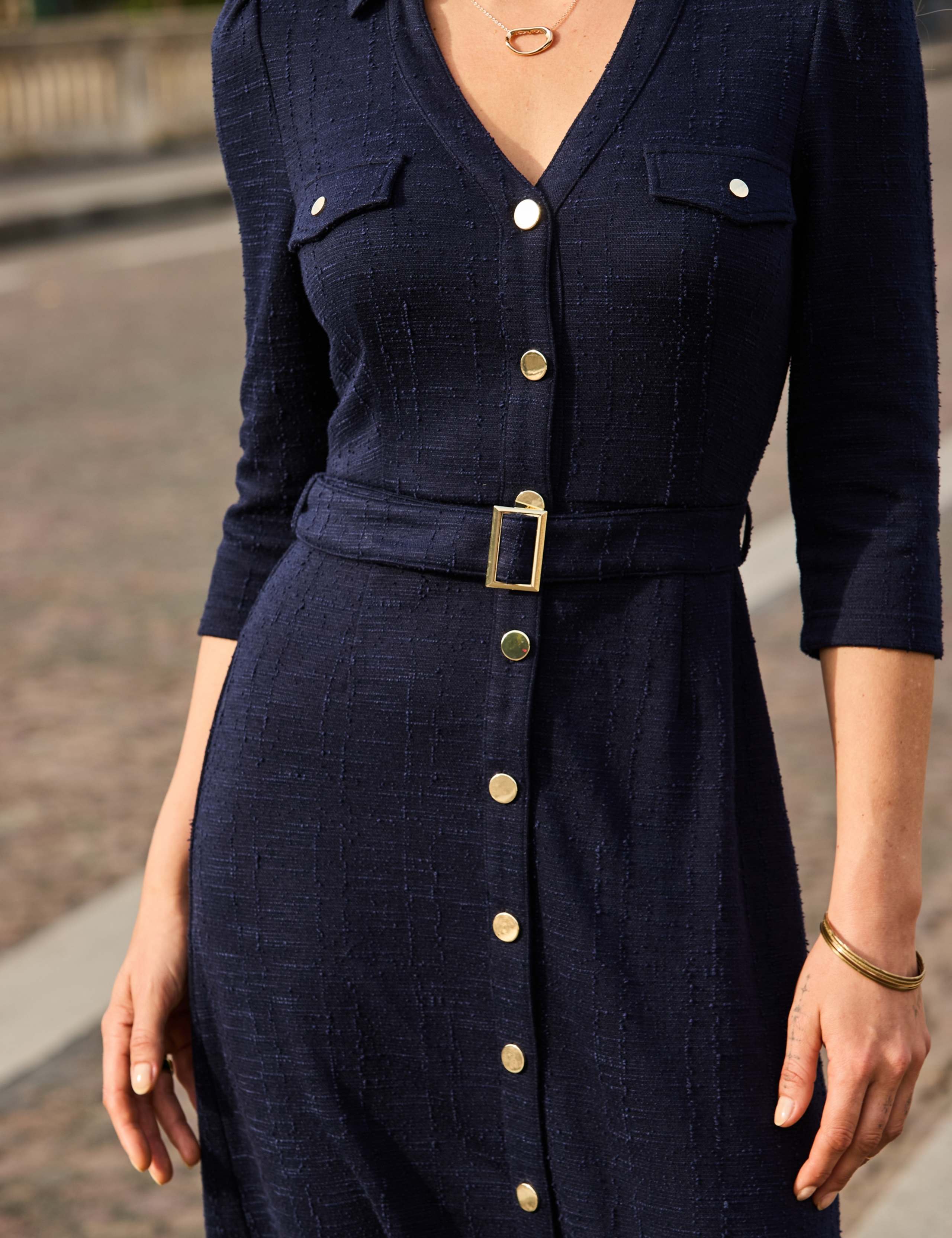 Bouclé Belted Midaxi Fit And Flare Dress 2 of 5