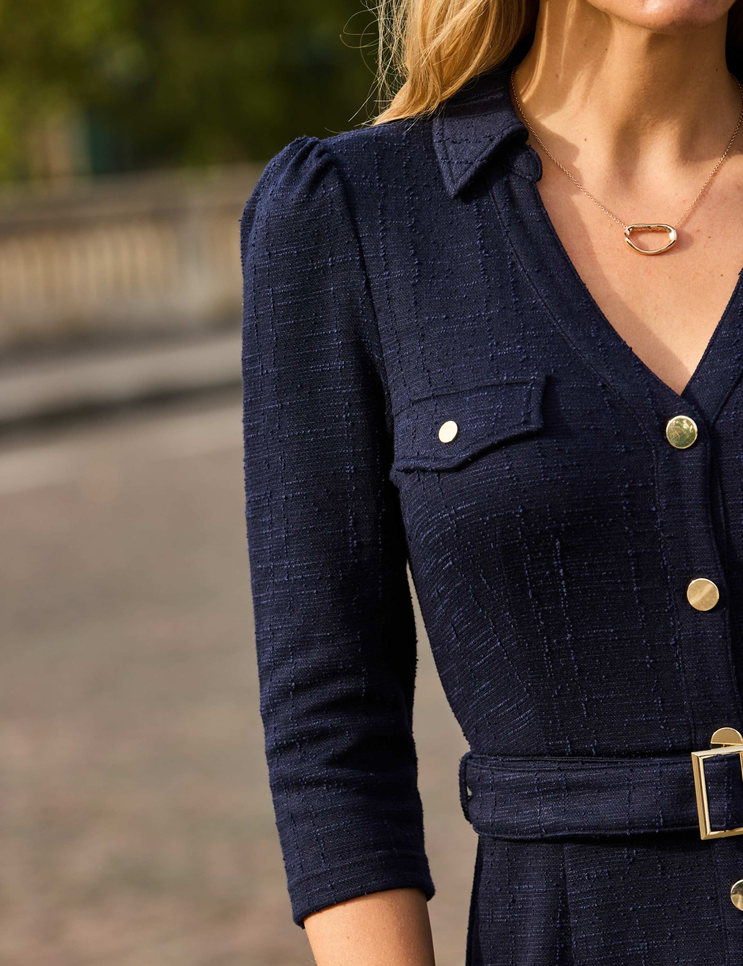 Bouclé Belted Midaxi Fit And Flare Dress 3 of 5