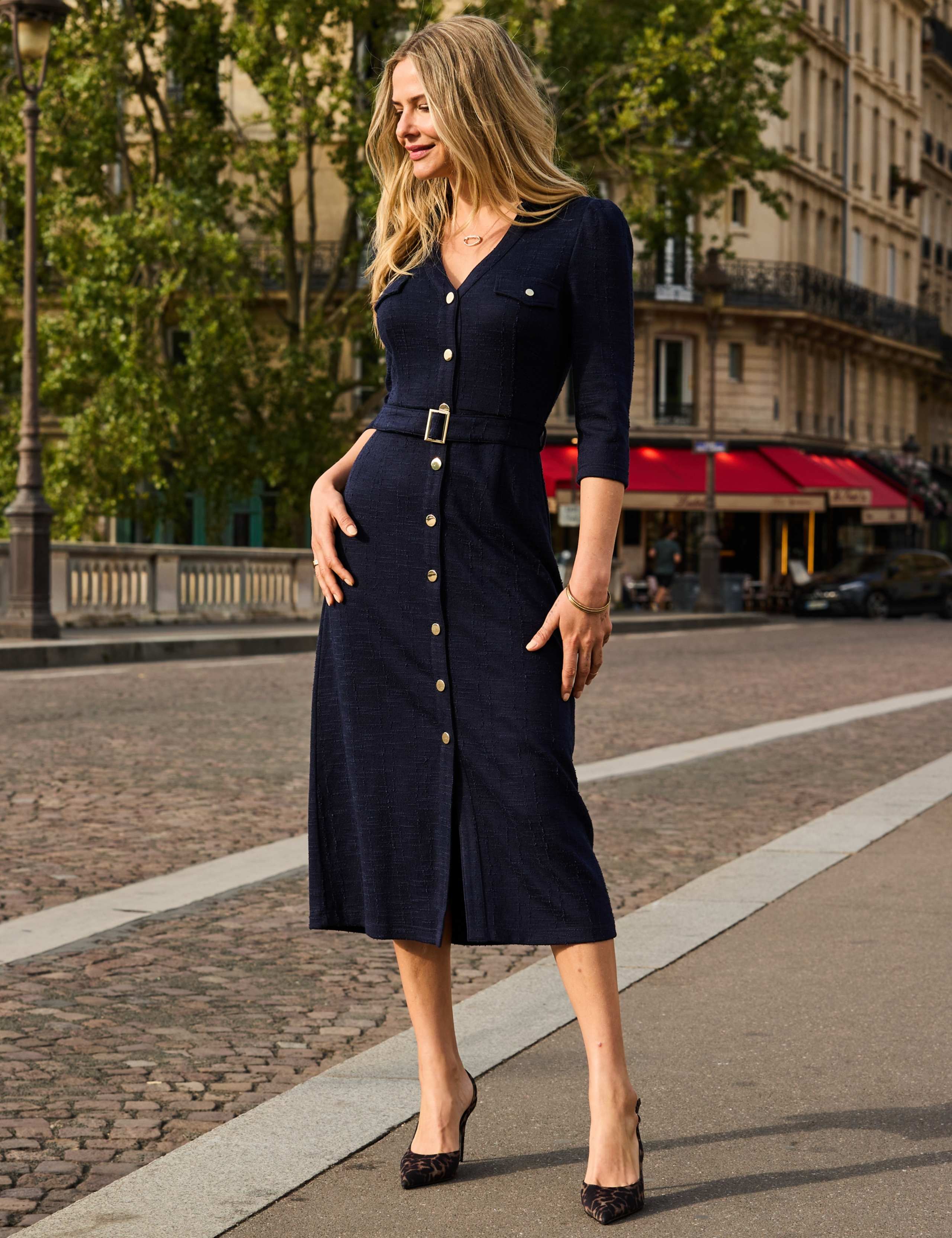 Bouclé Belted Midaxi Fit And Flare Dress 5 of 5
