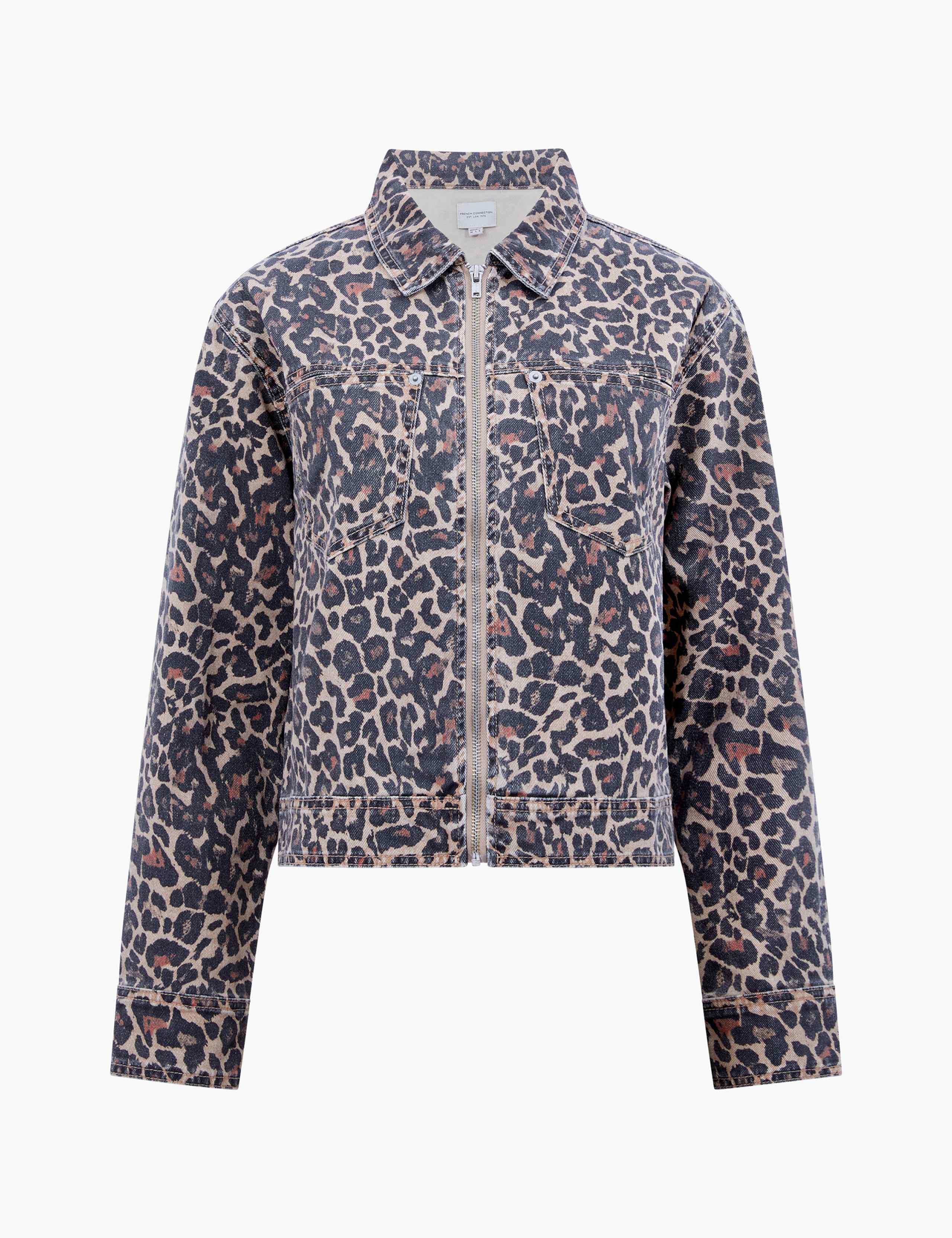 Denim Animal Print Cropped Jacket 2 of 3